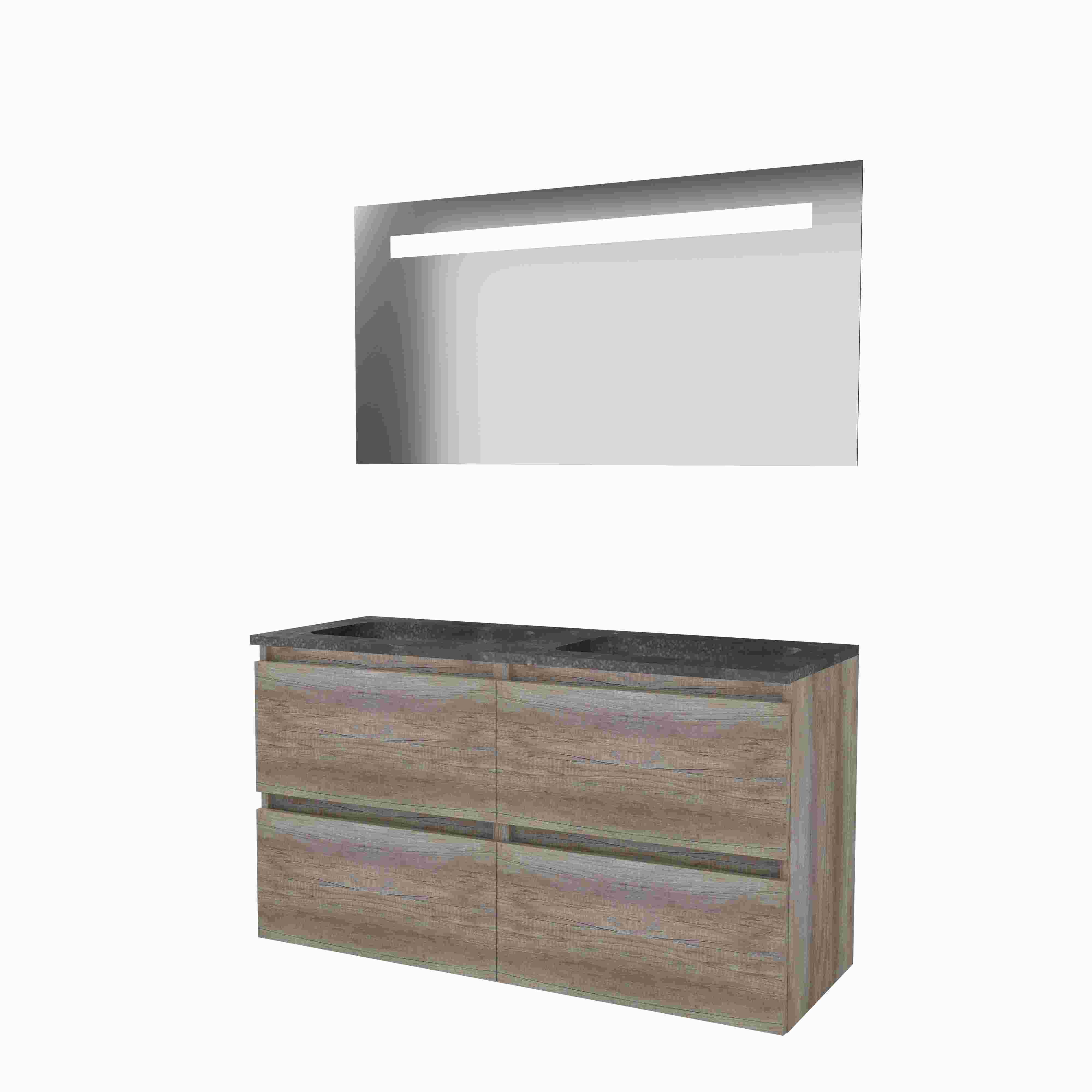 Basic Econom. 46 onderk. GL incl. 4 la + hardst. wast. incl. 2 krgt. incl. spg. m. geint. Led B1200xD460 Scotch Oak / 1813089