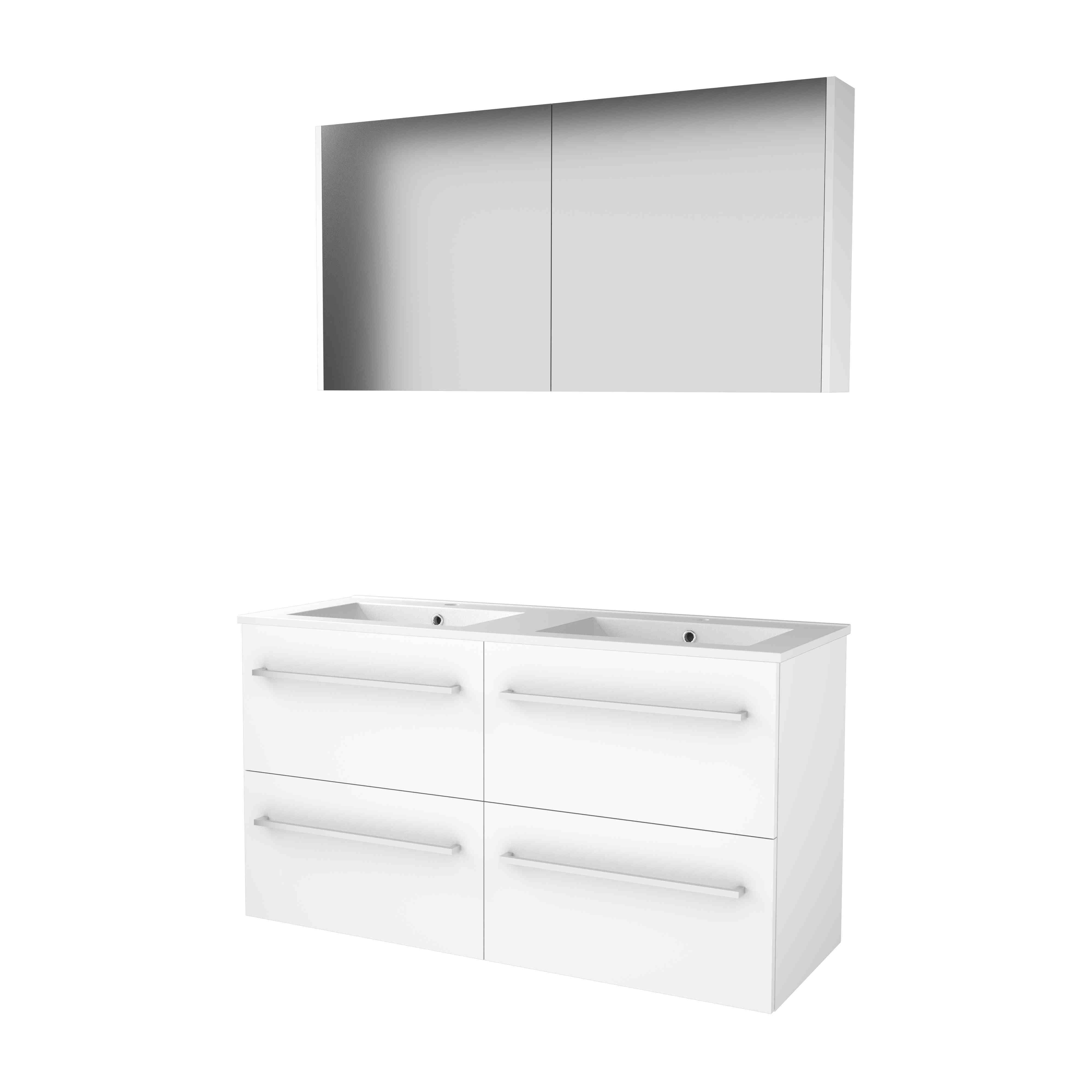 Basic Comfort 46 set 120x46cm met gr. 4 la keram. wast. 2 krgt incl. kast C46GR120PIW Ice White