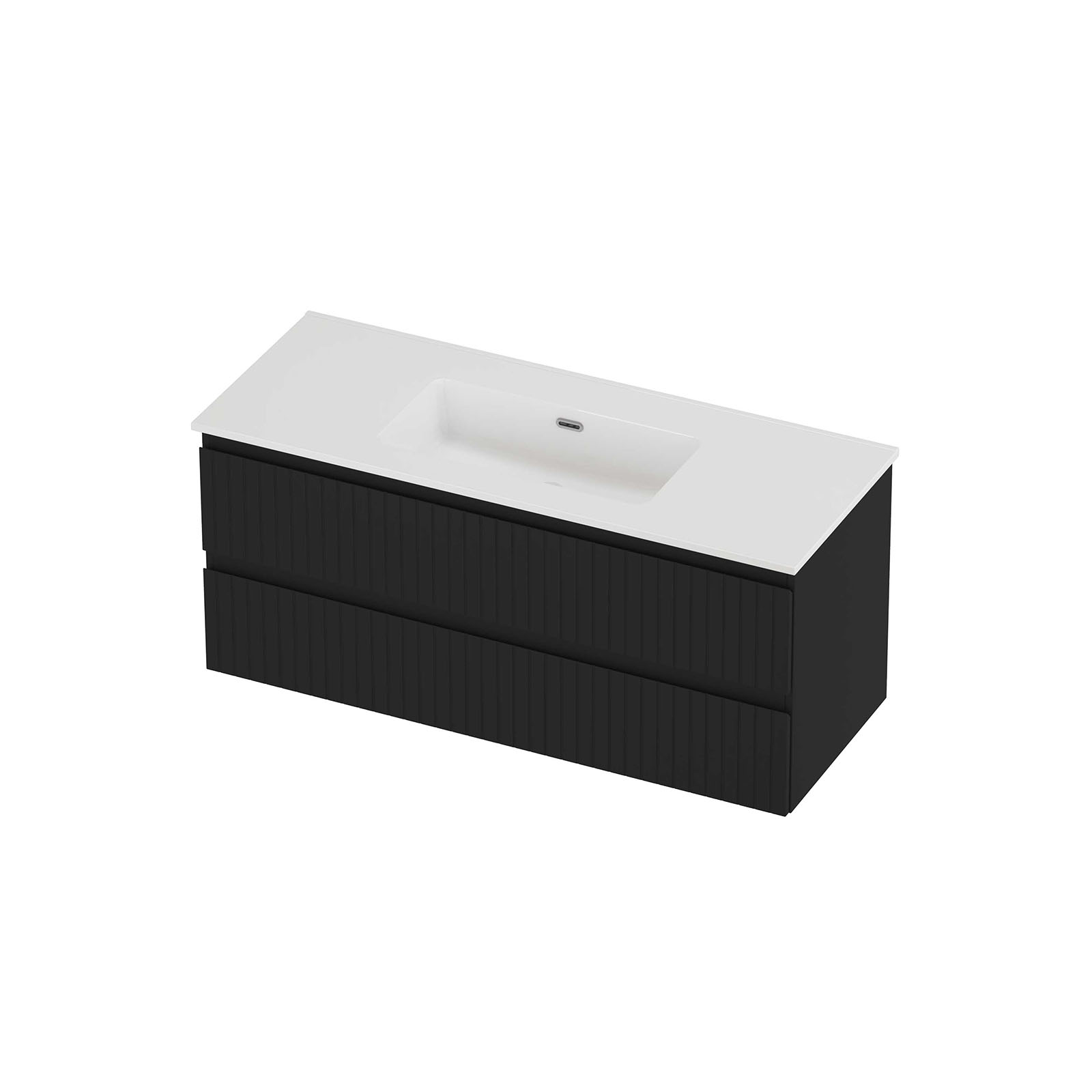 Proline Set porselein Elegant wast. enkel z. krgt. en onderkast sym. gefr. TGWD1200MZ Mat zwart/Glans wit 1200x460x540