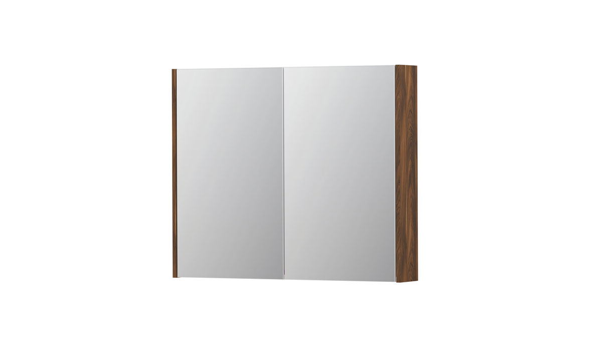 INK spiegelkast met 2 dubbelz. spiegeldeuren en stopc./schak. 1105264 Noten H730xB900xD140