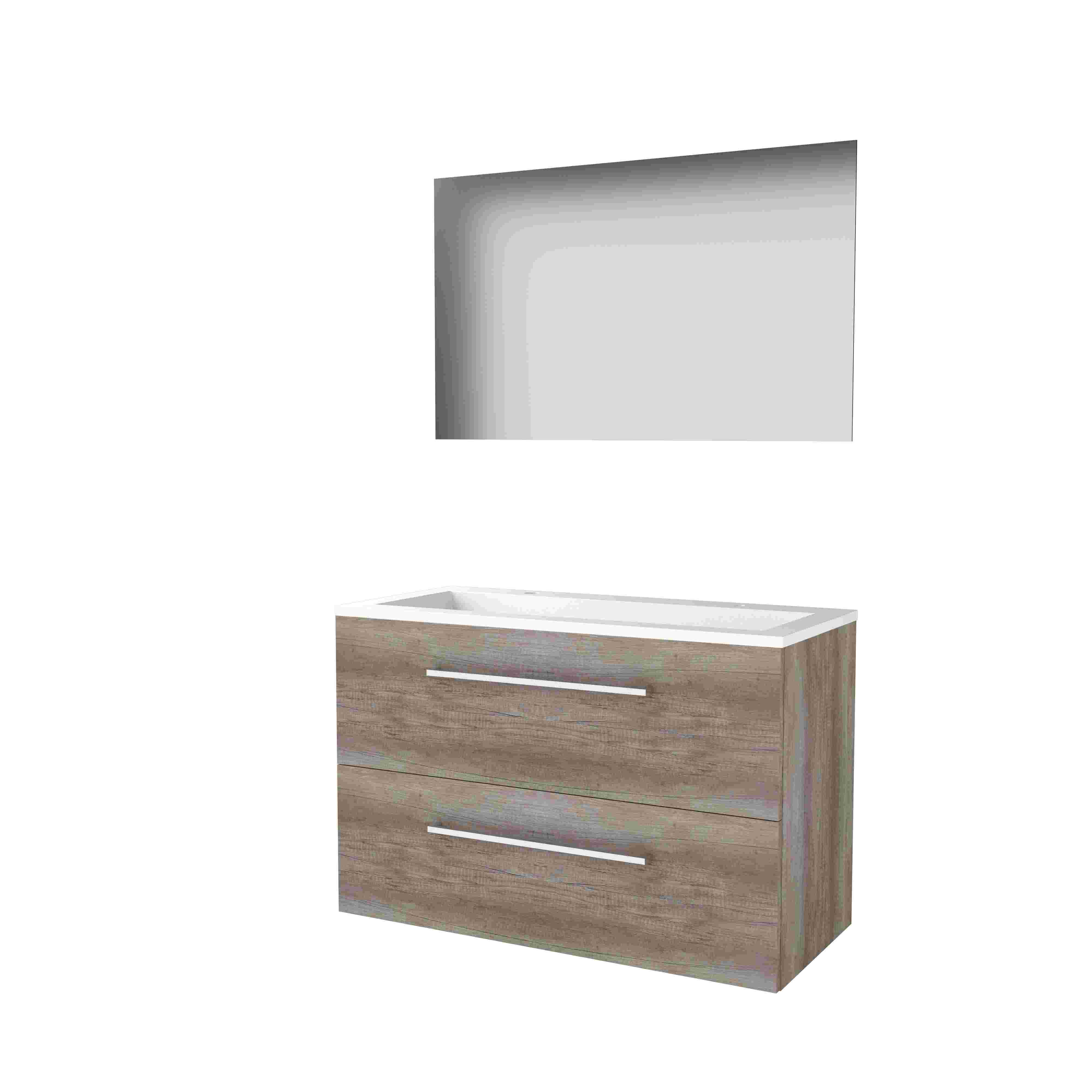 Basic Ultimate 46 onderk. m. gr. incl. 2 la + Acryl wast. incl. 2 krgt. incl. spg. m. LED ind. o+b B1000xD460 Scotch Oak / 1813968