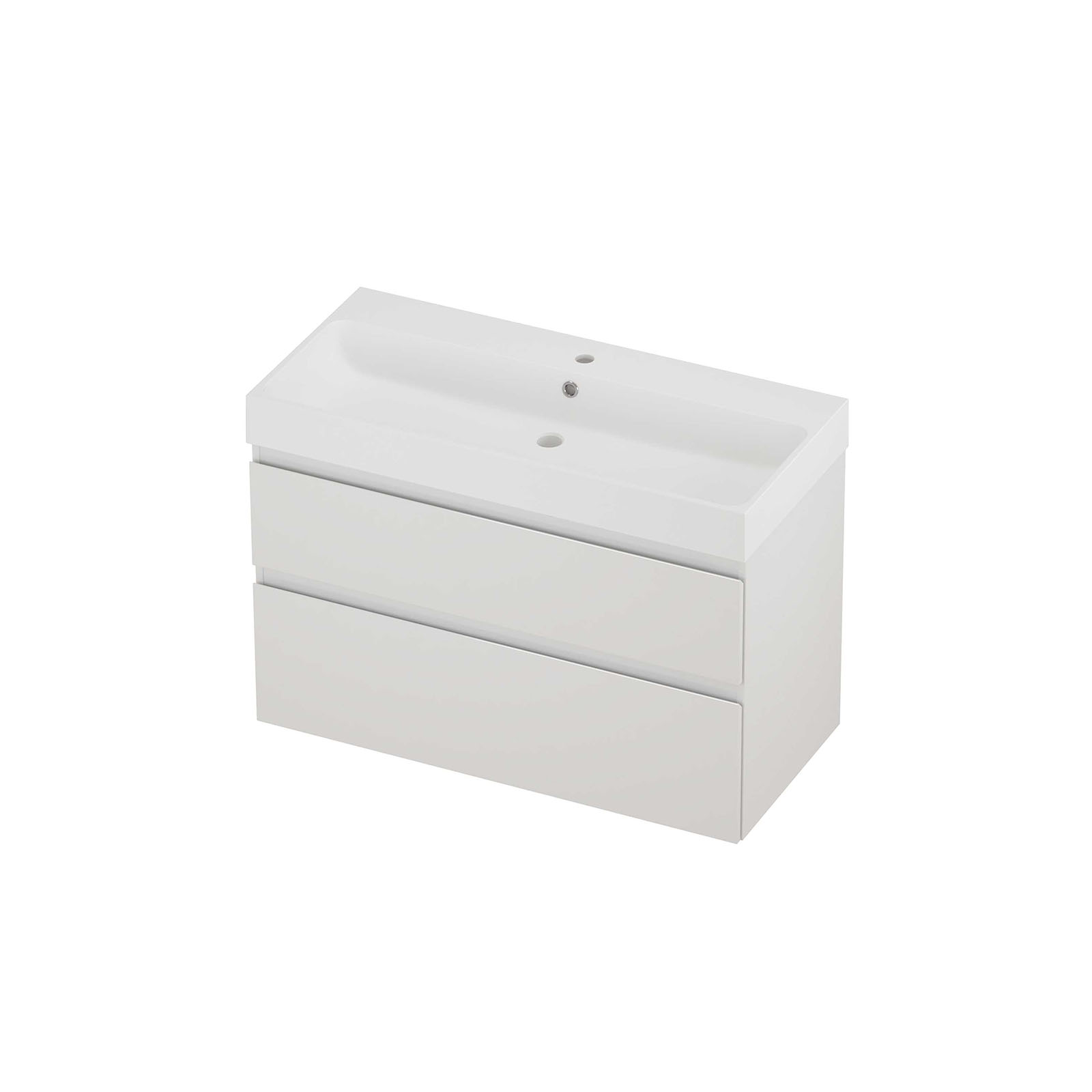 Proline set polystone Loft wast. met 1 krgt. en onderk. a-sym. PMWC1001GW Glans wit/Mat wit H700xB1000xD460