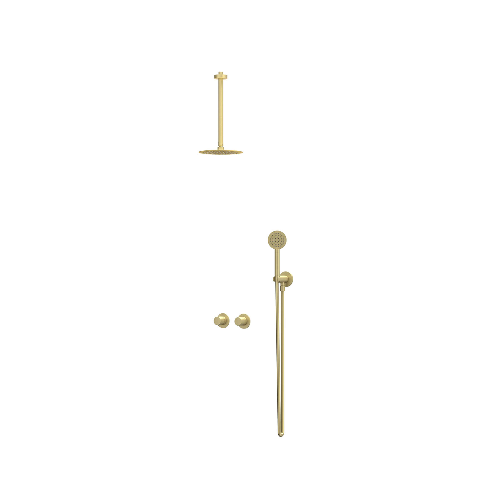 IVY Bond Inbouwset 2-weg  30cm plaf. 20cm sl houder  en satin sp. CSB3MPCACA gebr. mat goud PVD