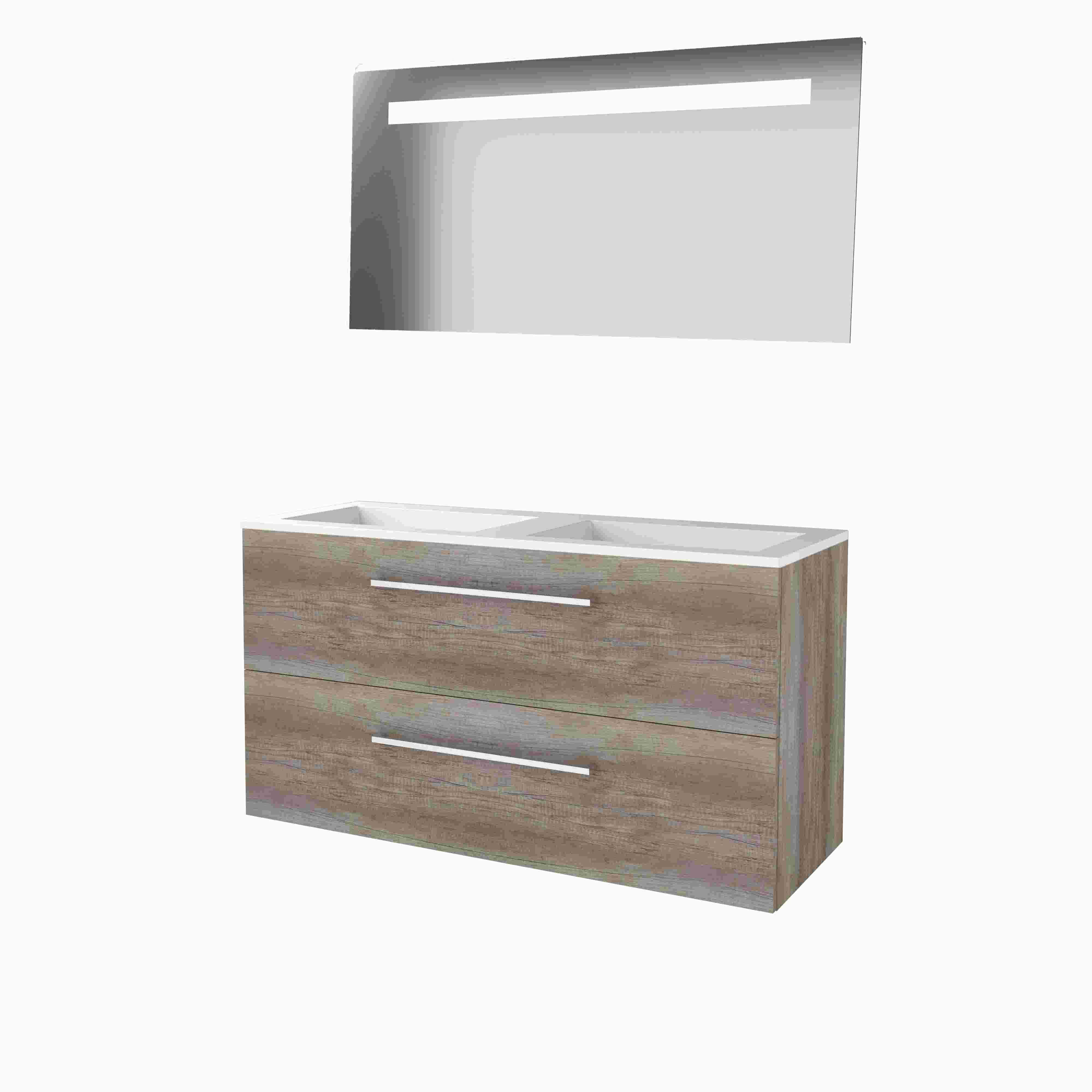Basic Economic 46 set 120x46cm met gr. 4 la Acryl wast. 0 krgt. incl. spiegel m. verl. E46GR120A0SO Scotch Oak