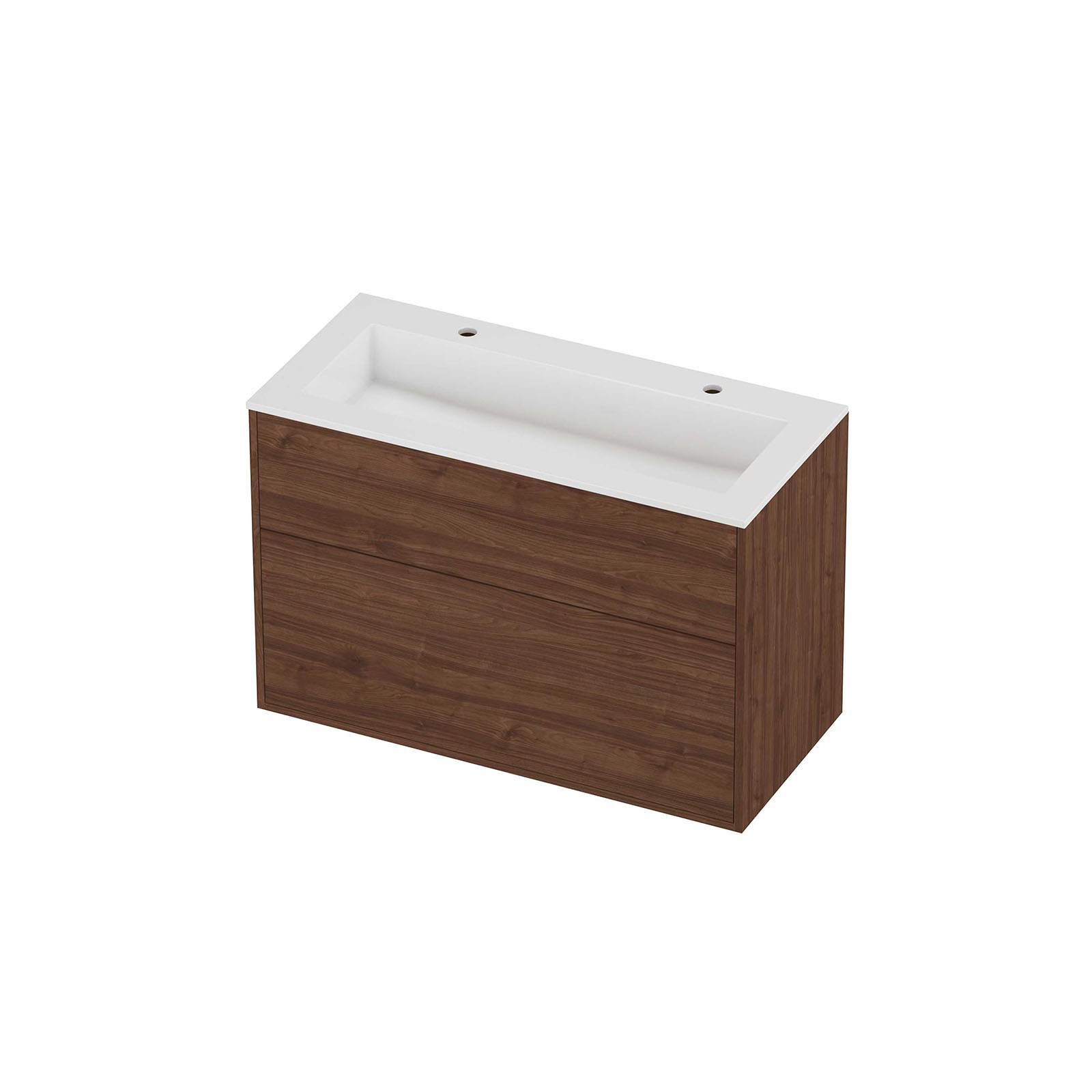 Proline Set polystone Elegant wast. met 2 krgt. en onderk. tbv gr. 2 la a-sym. in kader AGWH1002IW Glans wit/Indian walnut 100x46x67