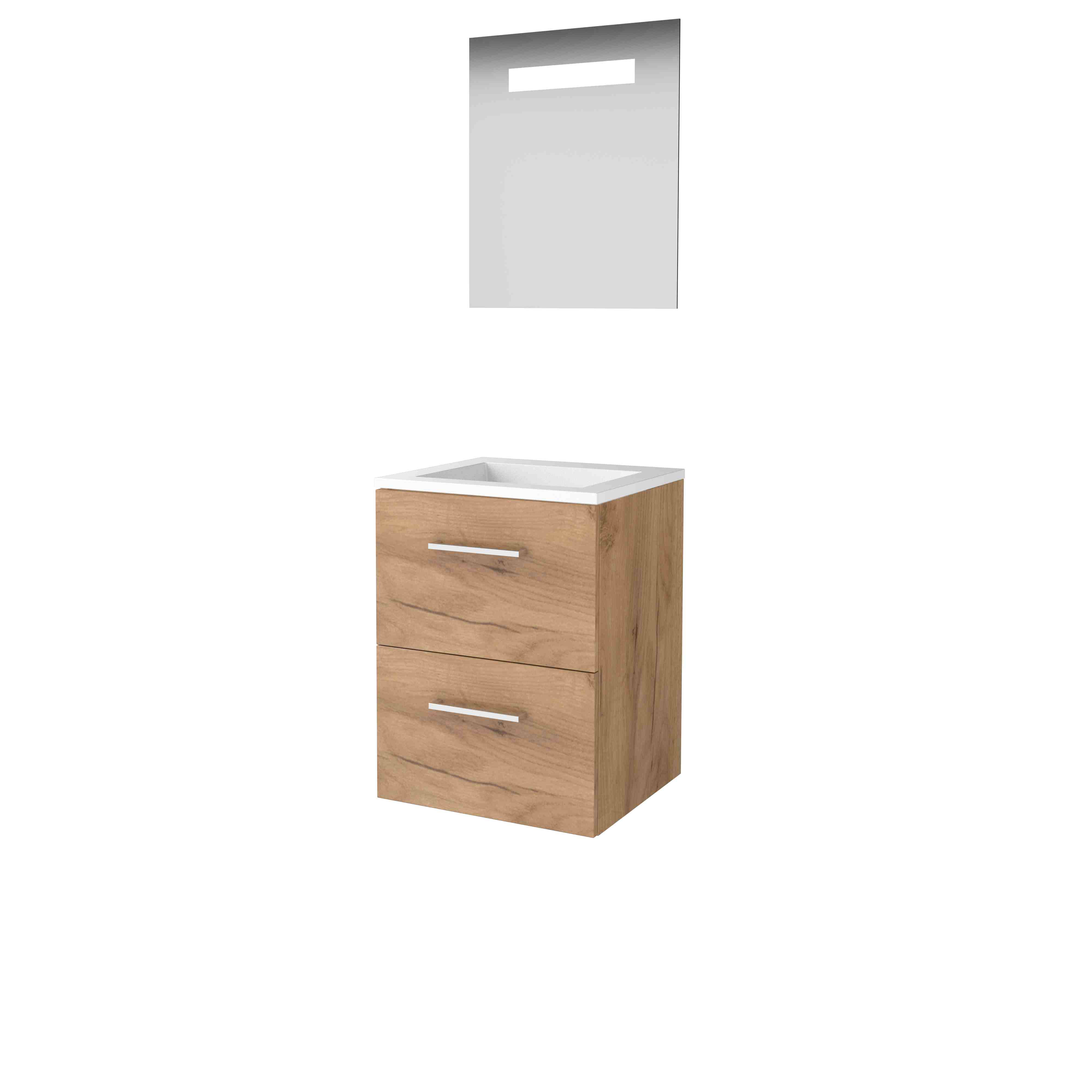 Basic Economic 46 set 50x46cm met gr. 2 la Acryl wast. 0 krgt. incl. spiegel m. verl. E46GR50A0WO Whisky Oak