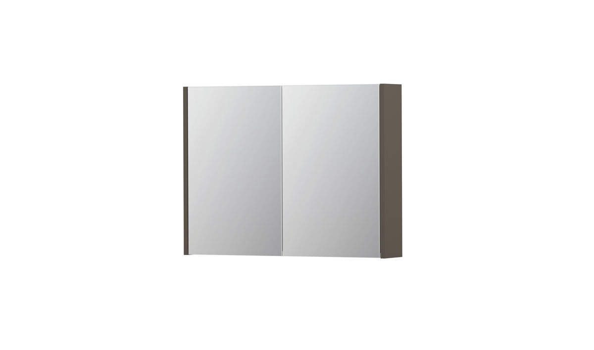 INK SPK1 spiegelkast m. 2 dubbelzijdige spiegeldeuren en stop/schak. 1110554 mat taupe H600xB800xD140