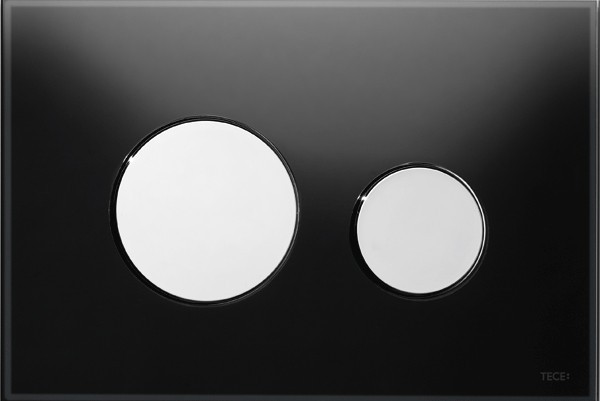 TECEloop wc-bedieningsplaat van glas 9240656  -  Zwart toetsen Chroom