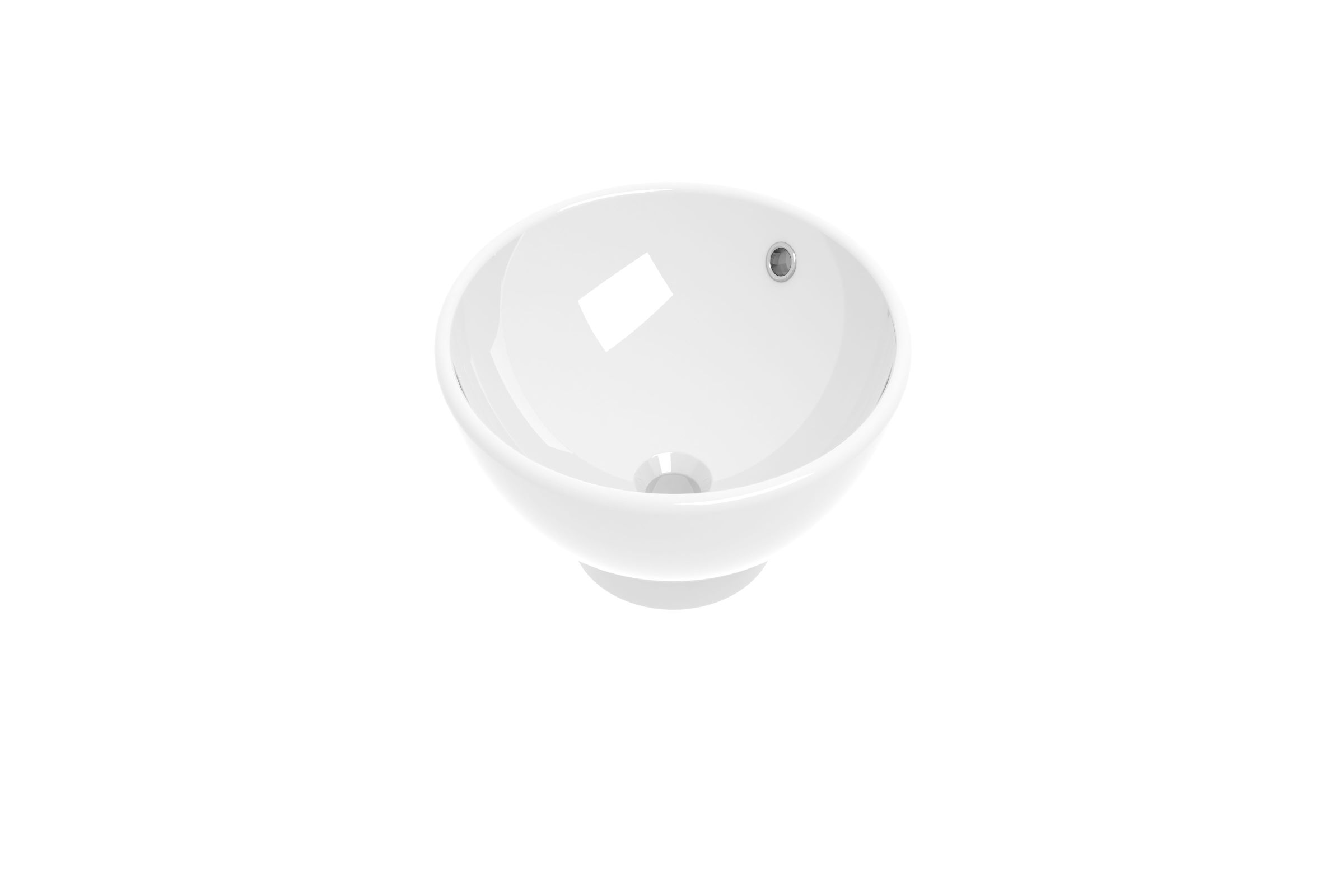 Basic Opbouwwaskom rond porselein H150xB400xD400 Glans wit / 0300200B