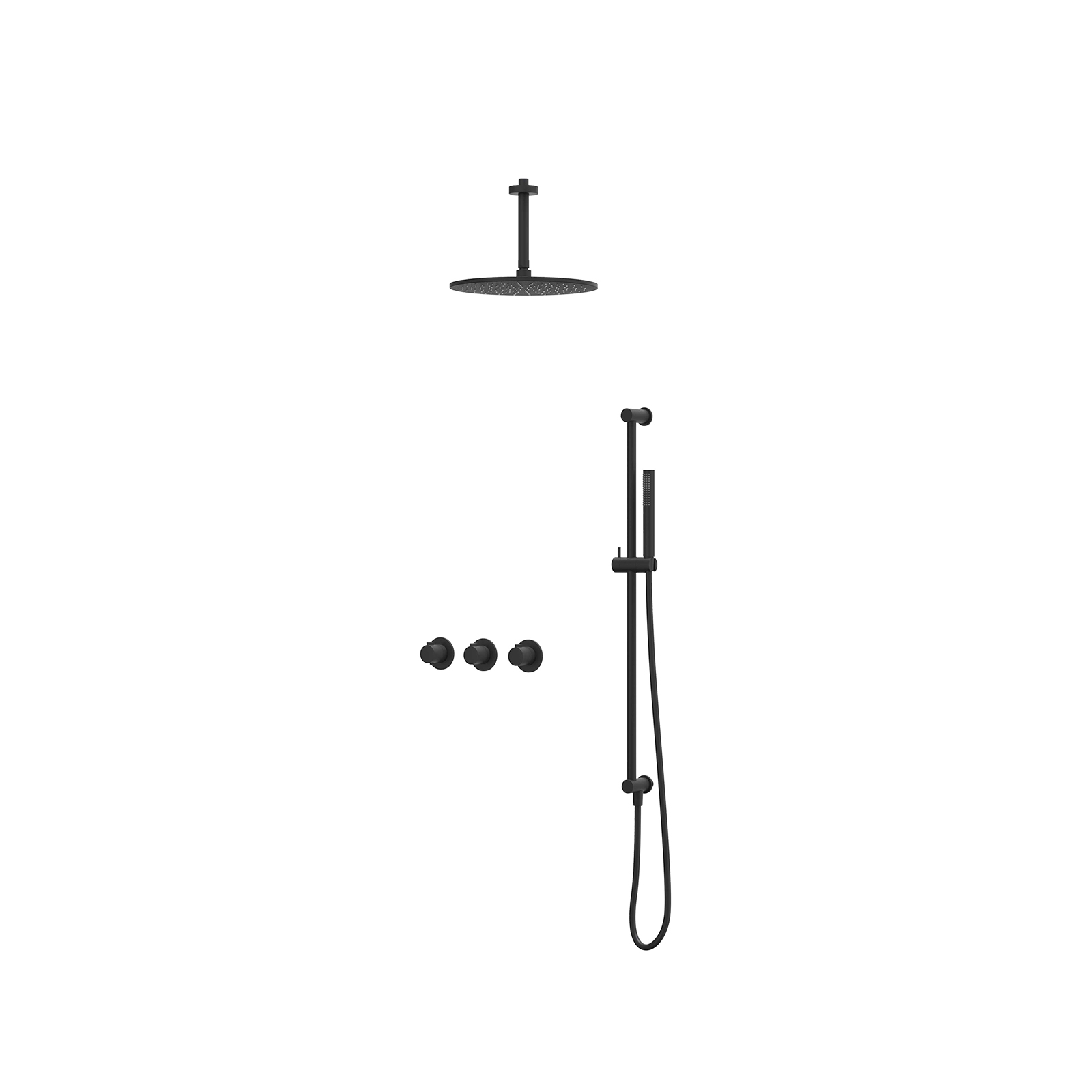 IVY Pact Inbouwset 2 stopkr.  plaf-15 30cm me glijst.  en staafhdd CSP4MZAFBB Mat zwart PED
