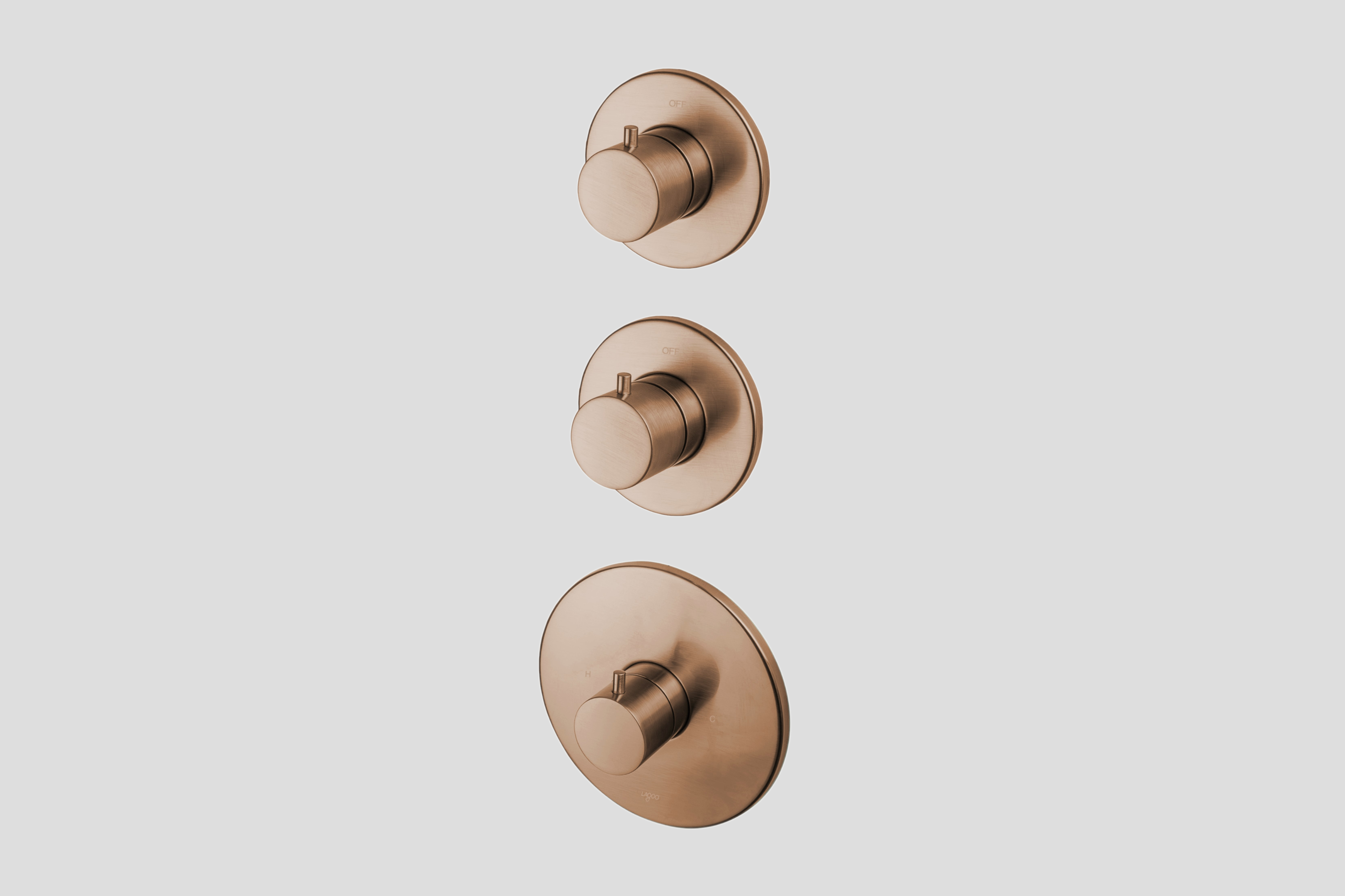 Lagoo Garda inbouw thermostaat met 2 stopkranen afb.deel G2233BK Brushed Copper PVD