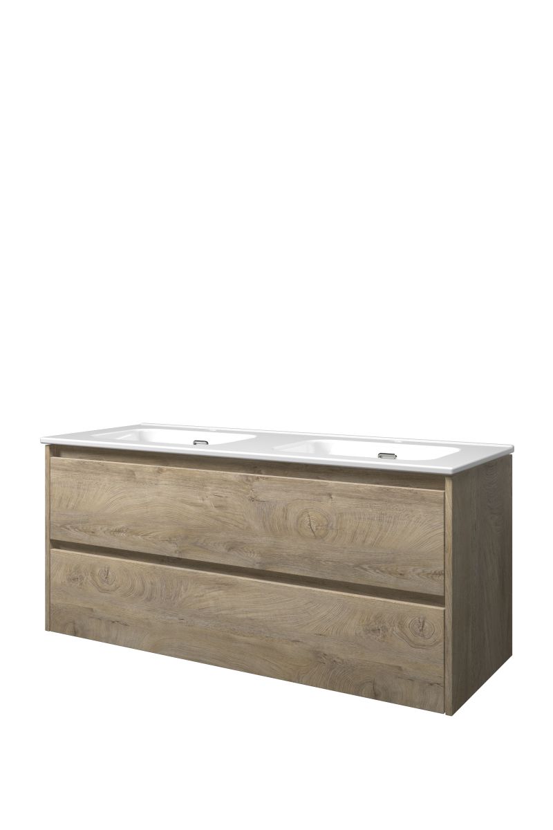 Proline dubbel set porselein Elegant wast. dubbel met 2 krgt. en onderk. sym. TGWB120D2RO Raw oak/Glans wit H540xB1200xD460