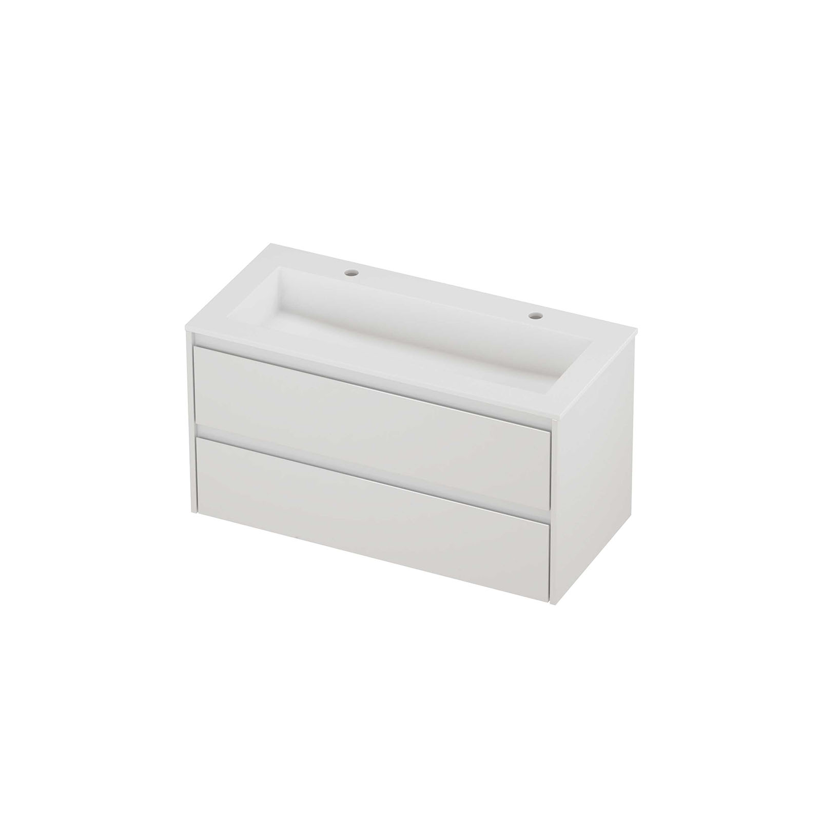 Proline set polystone Elegant wast. met 2 krgt. en onderk. sym. AMWB1002GW Glans wit/Mat wit H540xB1000xD460