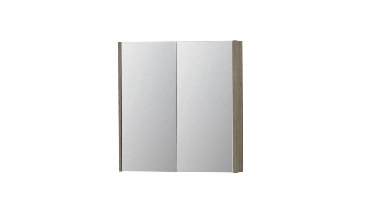 INK spiegelkast met 2 dubbelz. spiegeldeuren en stopc./schak. 1105166 Greige eiken H730xB700xD140