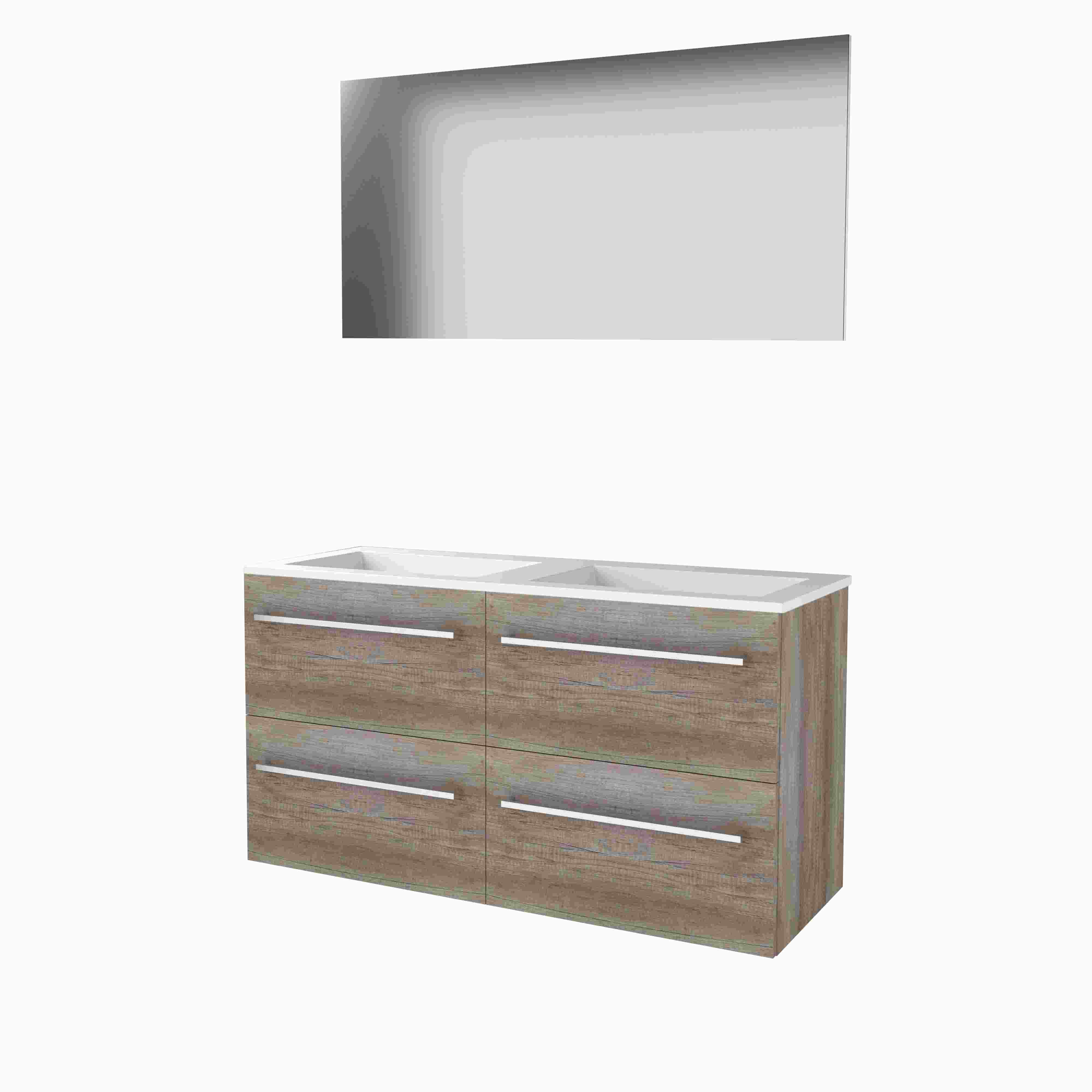 Basic Basic 46 set 120x46cm met gr. 4 la Acryl wast. 0 krgt. incl. spiegel B46GR120A0SO Scotch Oak