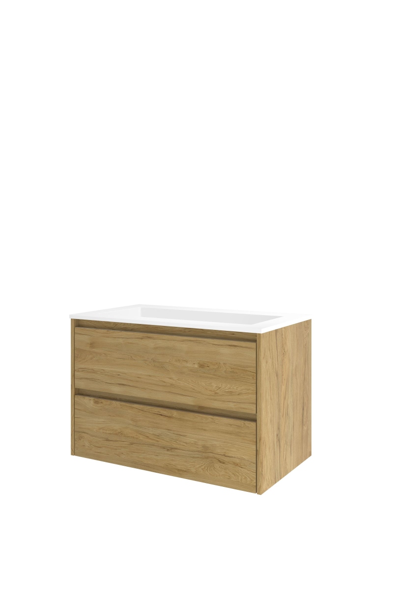 Proline set polystone Elegant wast. met 1 krgt. en onderk. sym. AMWB801IO Ideal oak/Mat wit H540xB800xD460