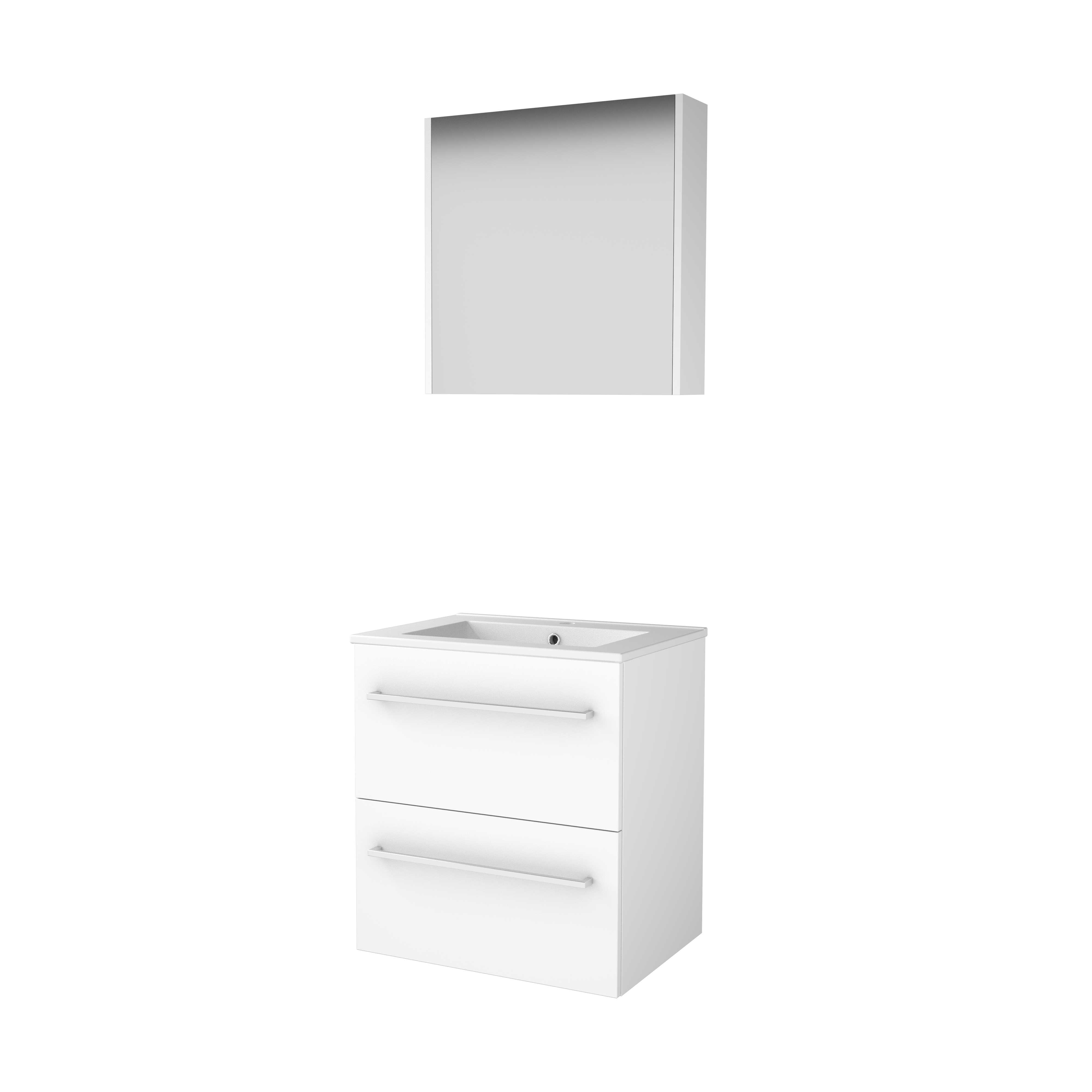 Basic Comfort 46 set 60x46cm met gr. 2 la keram. wast. 1 krgt. incl. kast C46GR60PIW Ice White
