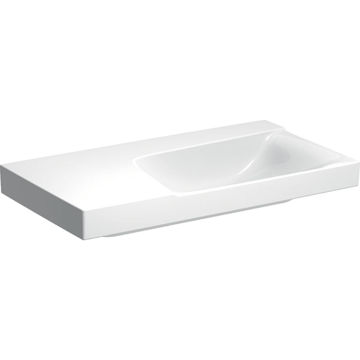 Geberit Xeno2 wastafel 90x48cm z.krgt. z.overl. aflegvlak links 500.536.01.1 wit