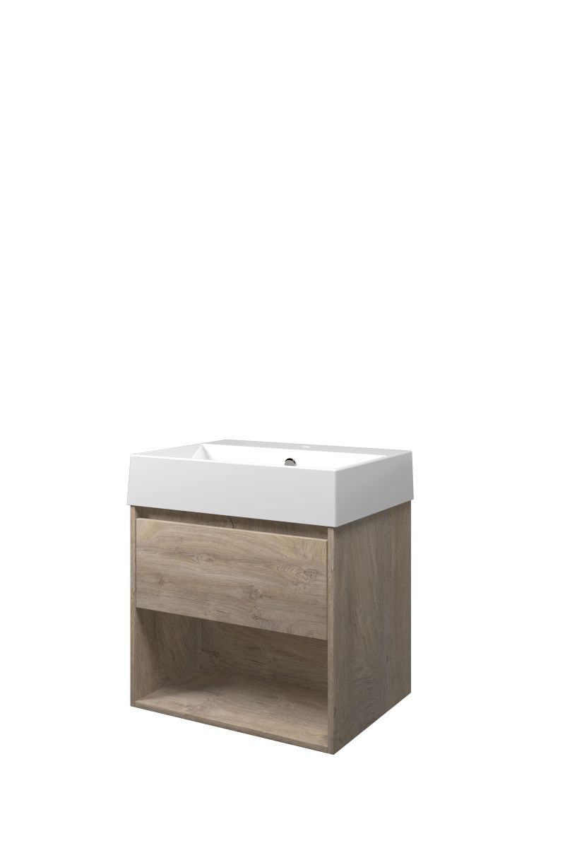 Proline set porselein Loft wast. met 1 krgt. en onderk. met schap 1815311 Raw oak/Glans wit H620xB600xD460