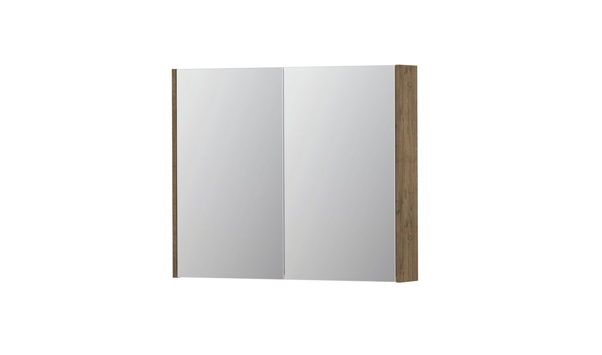INK spiegelkast met 2 dubbelz. spiegeldeuren en stopc./schak. 1105260 Naturel eiken H730xB900xD140