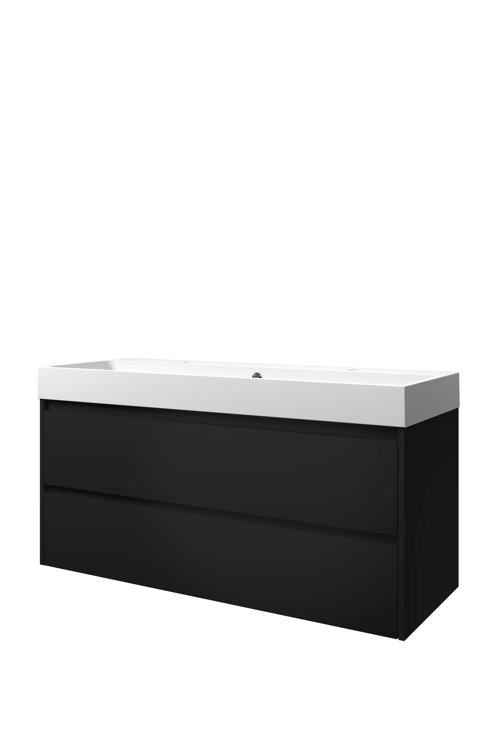 Proline set polystone Loft wast. met 2 krgt. en onderk. sym. PMWB1202MZ Mat zwart/Mat wit H620xB1200xD460