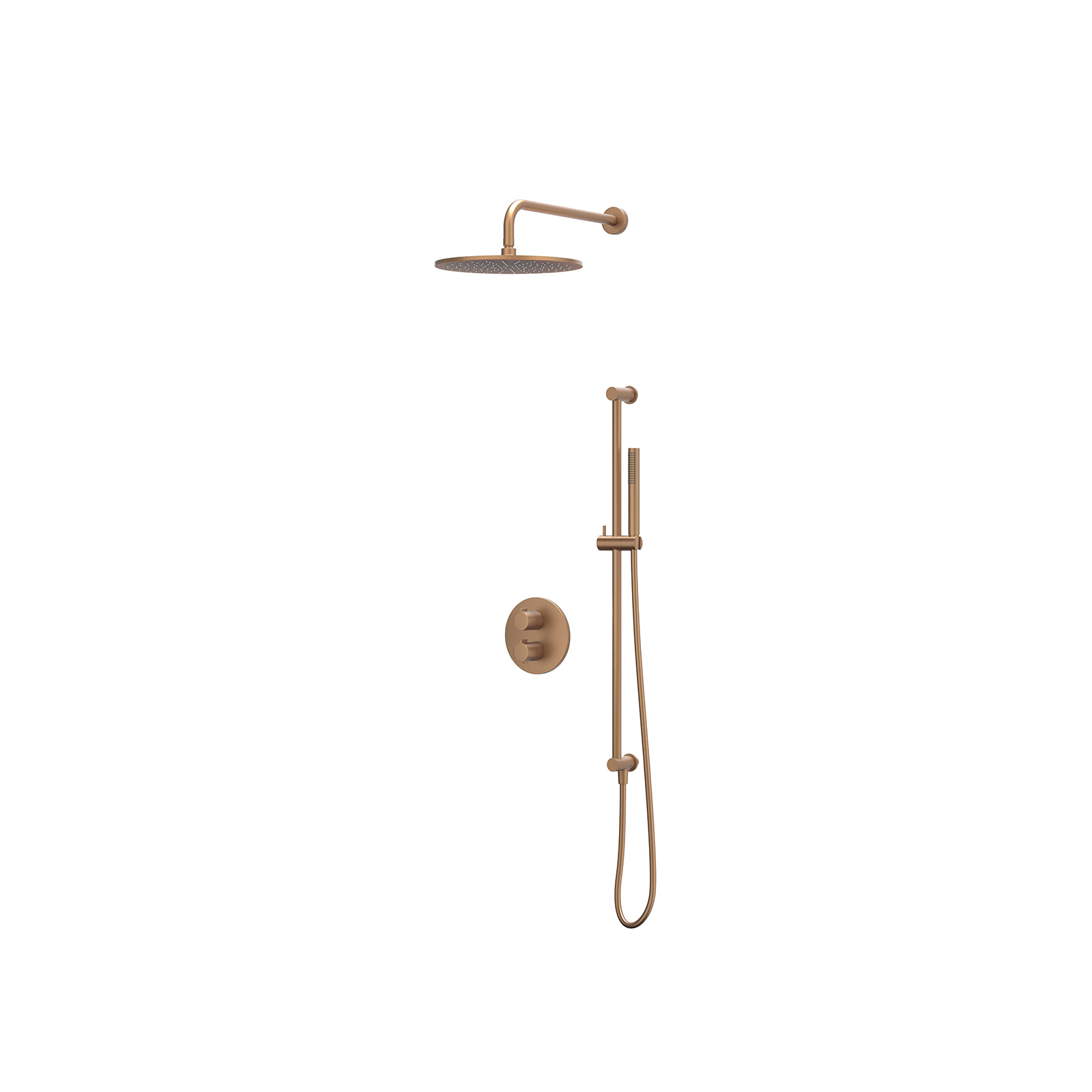 IVY Pact Inbouwset 2-weg w-arm 30cm me glijst. uitlaat en staafmodel CSP2GKAFAB gebr. mat koper PVD