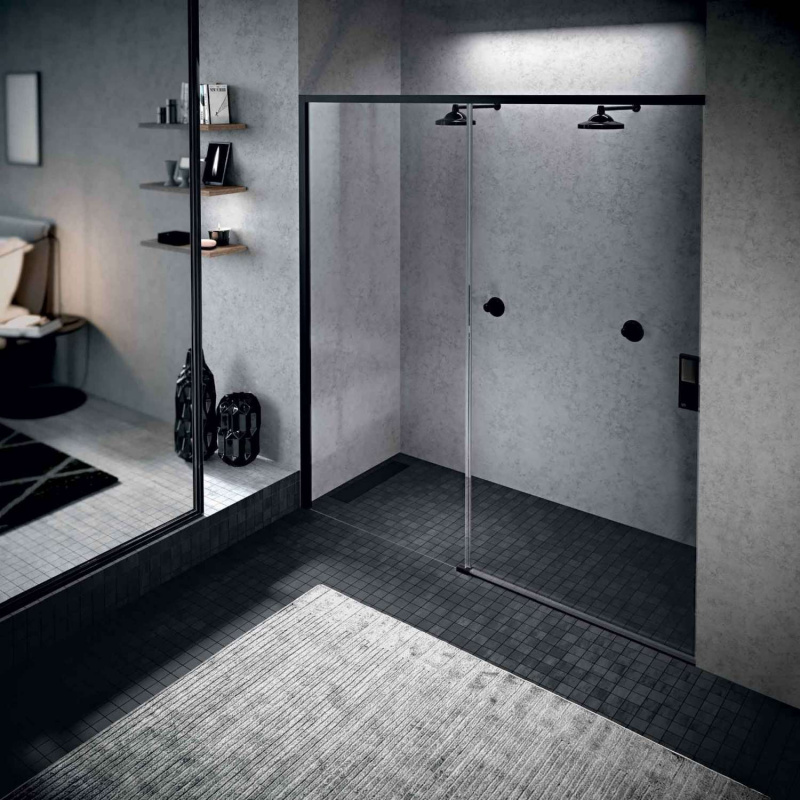 Novellini Opera 2ph 137 rech ver.137-140cm helder glas zwart OPE2PH137D1H