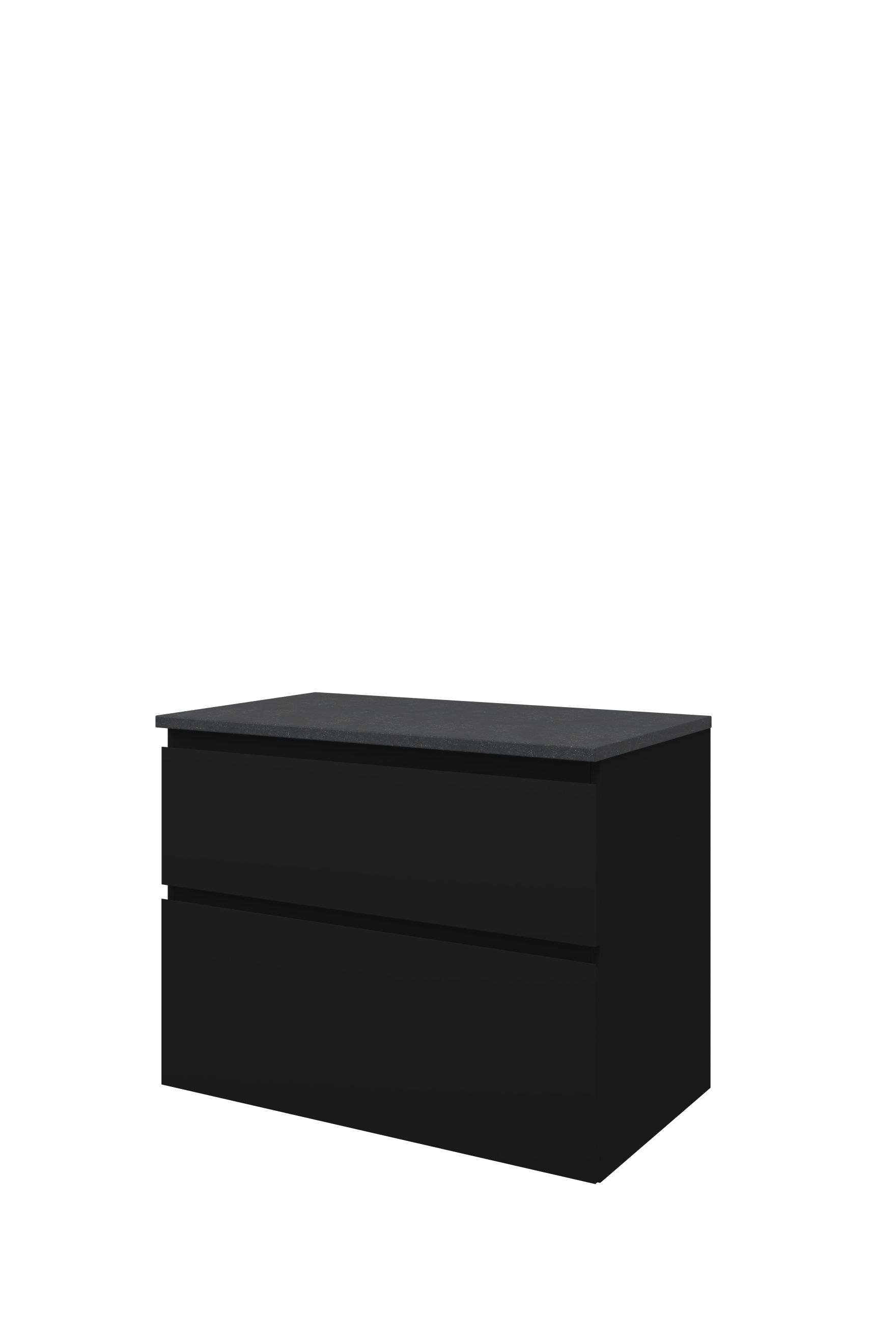 Proline Top afdekplaat hardsteen onderk. a-symm. H620xB800xD460 Mat zwart/Blue stone / 1817896