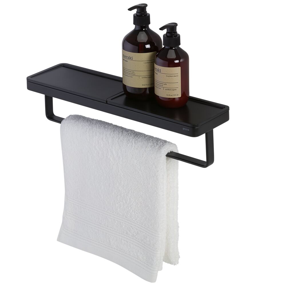 Geesa Frame handdoekhouder met planchet zwart/zwart 918853-06-06-420