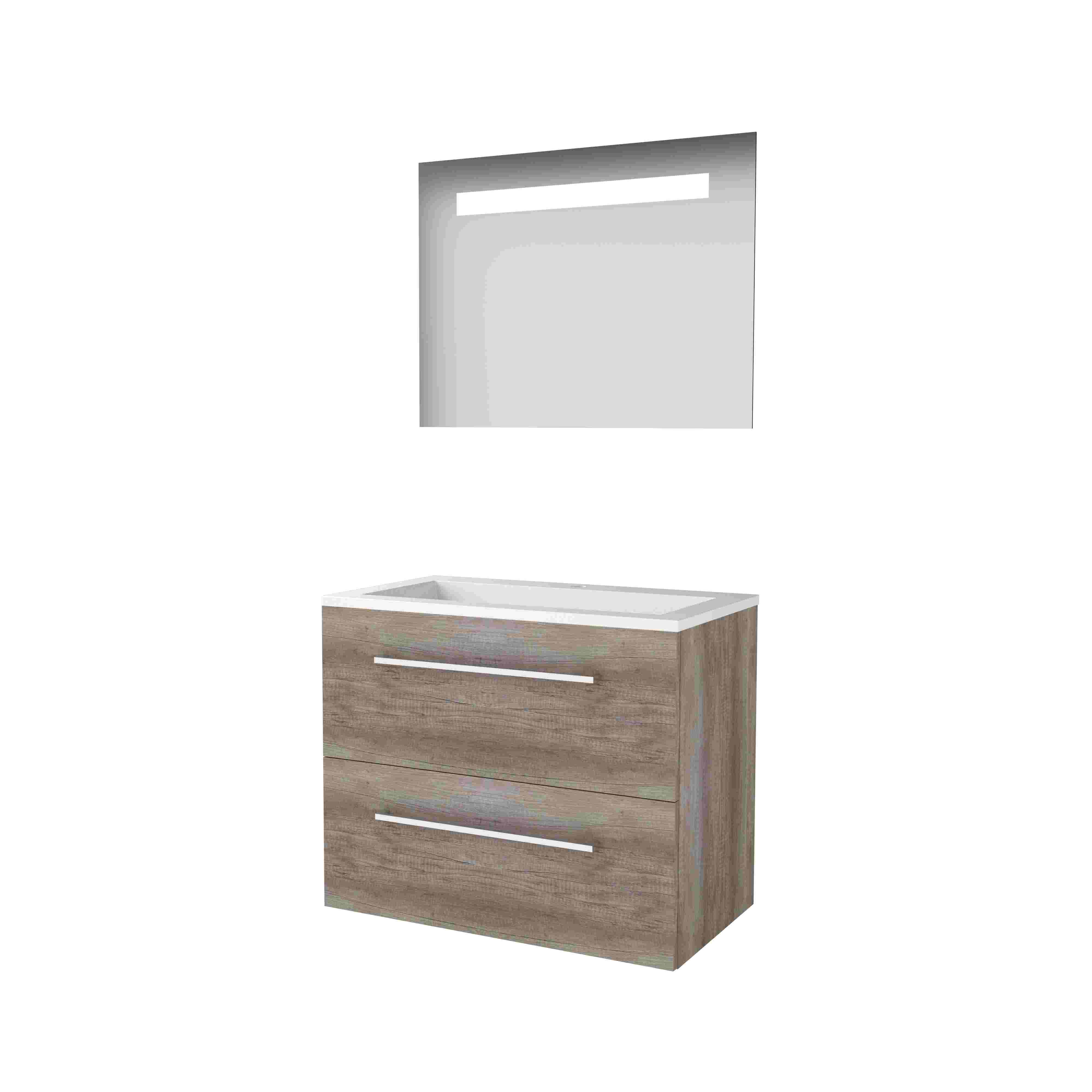 Basic Economic 46 set 80x46cm met gr. 2 la Acryl wast. 1 krgt. incl. spiegel m. verl. E46GR80A1SO Scotch Oak