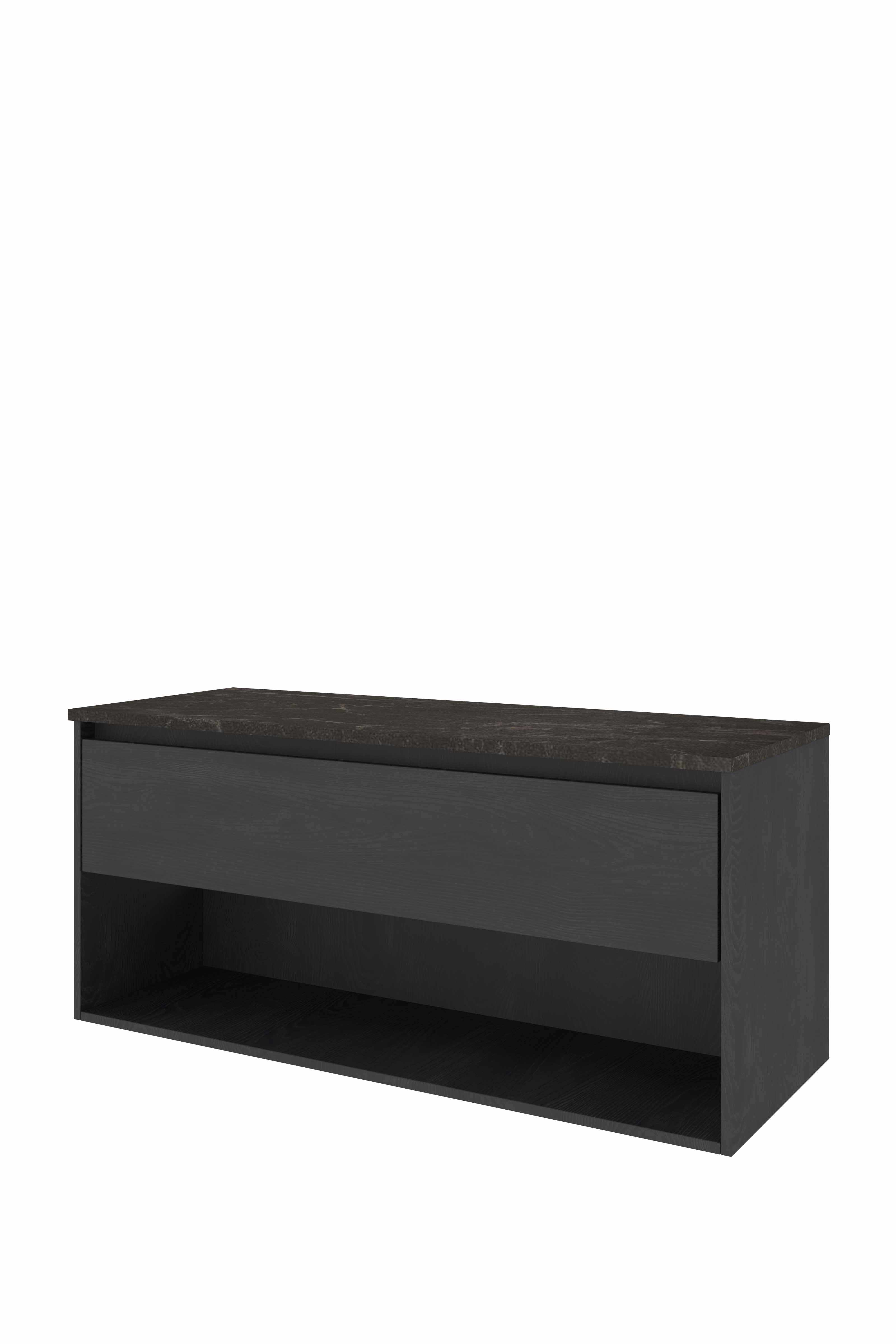 Proline Set Top afdekplaat hardsteen en onderkast met schap 1817934 Black oak/Blue stone 1200x460x540
