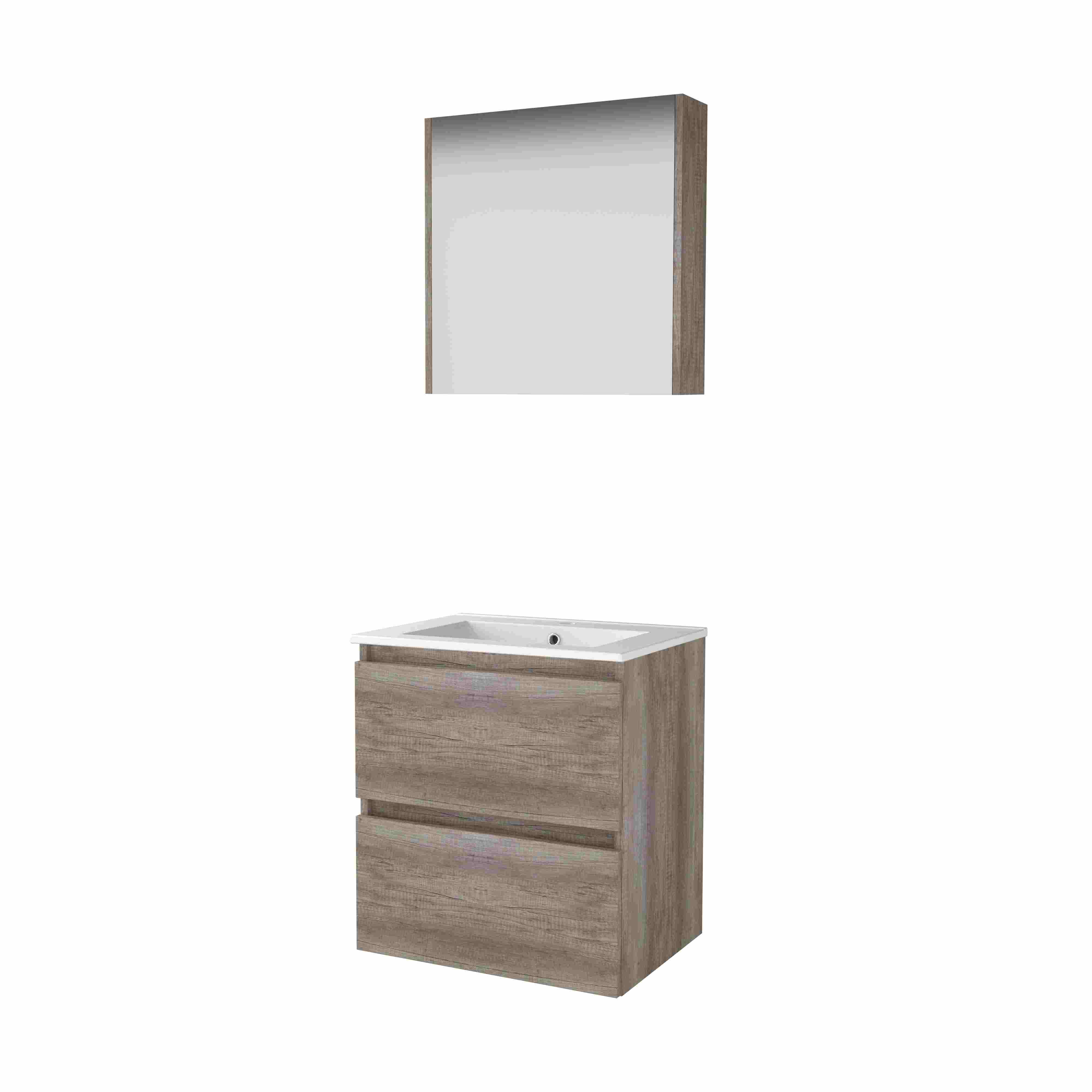 Basic Comfort 46 set 60x46cm greepl. 2 la keram. wast. 1 krgt. incl. kast C46GL60PSO Scotch Oak