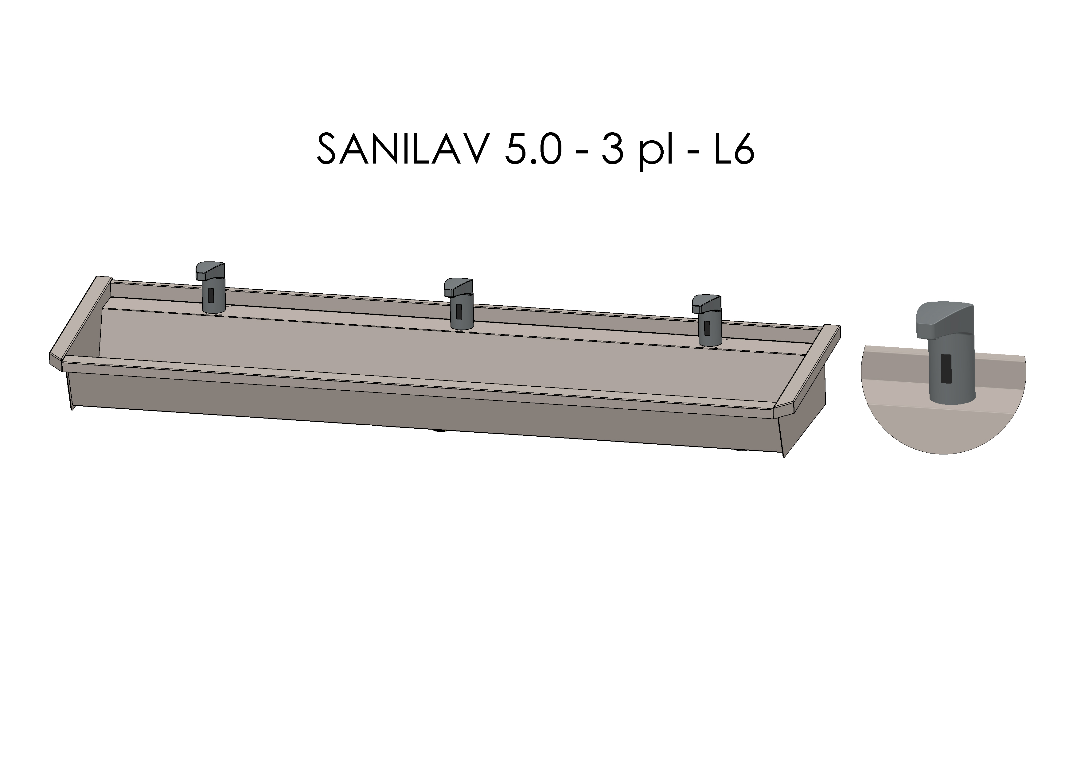 Intersan Sanilav muurwastrog rvs 3p 180 elektr. mengkr. SANILAV 5.0-3- L6