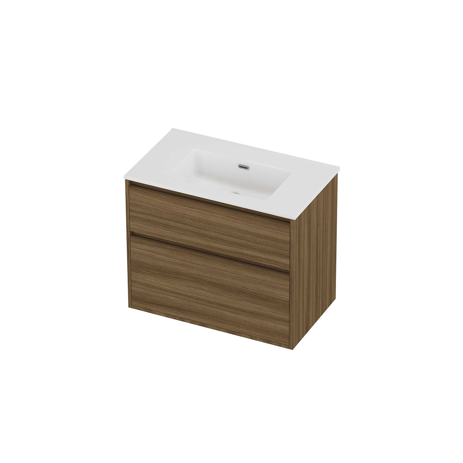 Proline Set porselein Elegant wast. z. krgt. en onderk. greepl. 2 la a-sym. in kader TGWG800CW Glans wit/Caramel walnut 80x46x67