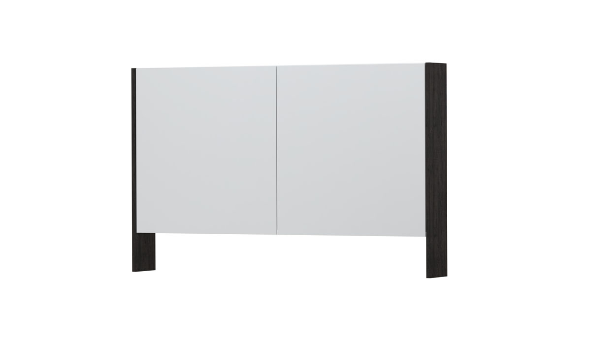 INK SPK3 spiegelkast m. dubbel gesp. 2 deuren icm open planchet en stop/schak. 1110265 Houtskool eiken H740xB1200xD140