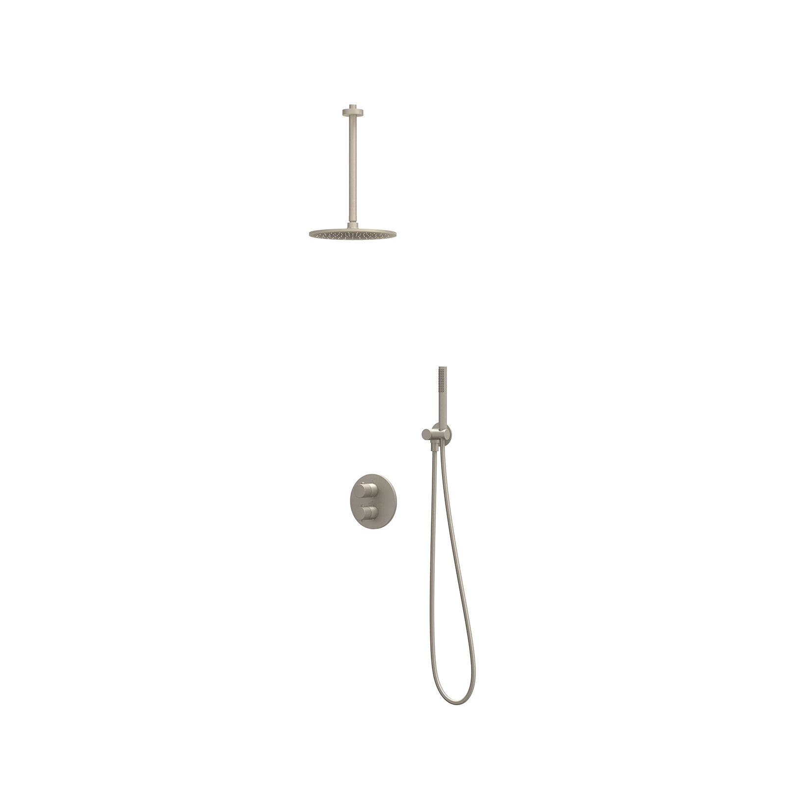 IVY Nexus set 2-weg st.omst. pl.b. 30cm R25cm verst. steun m. geint. uitl. slang 150cm + staaf CSN2GNAECC Geborsteld nickel PVD