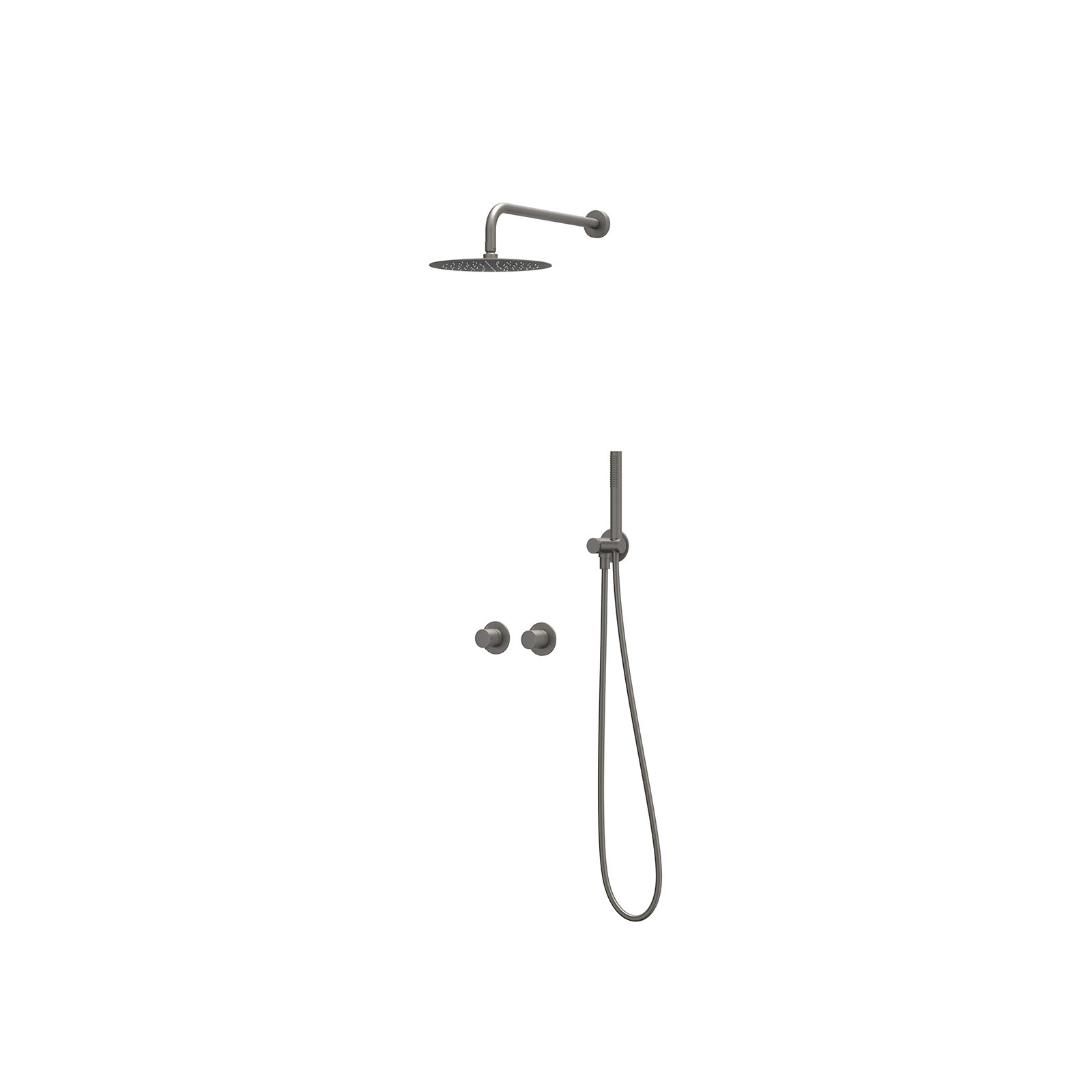 IVY Bond set 2-weg st.omst. 40cm w.arm R25cm verst. steun m. geint. uitl. slang 150cm + staaf CSB3GMABAC Geborsteld metal black PVD
