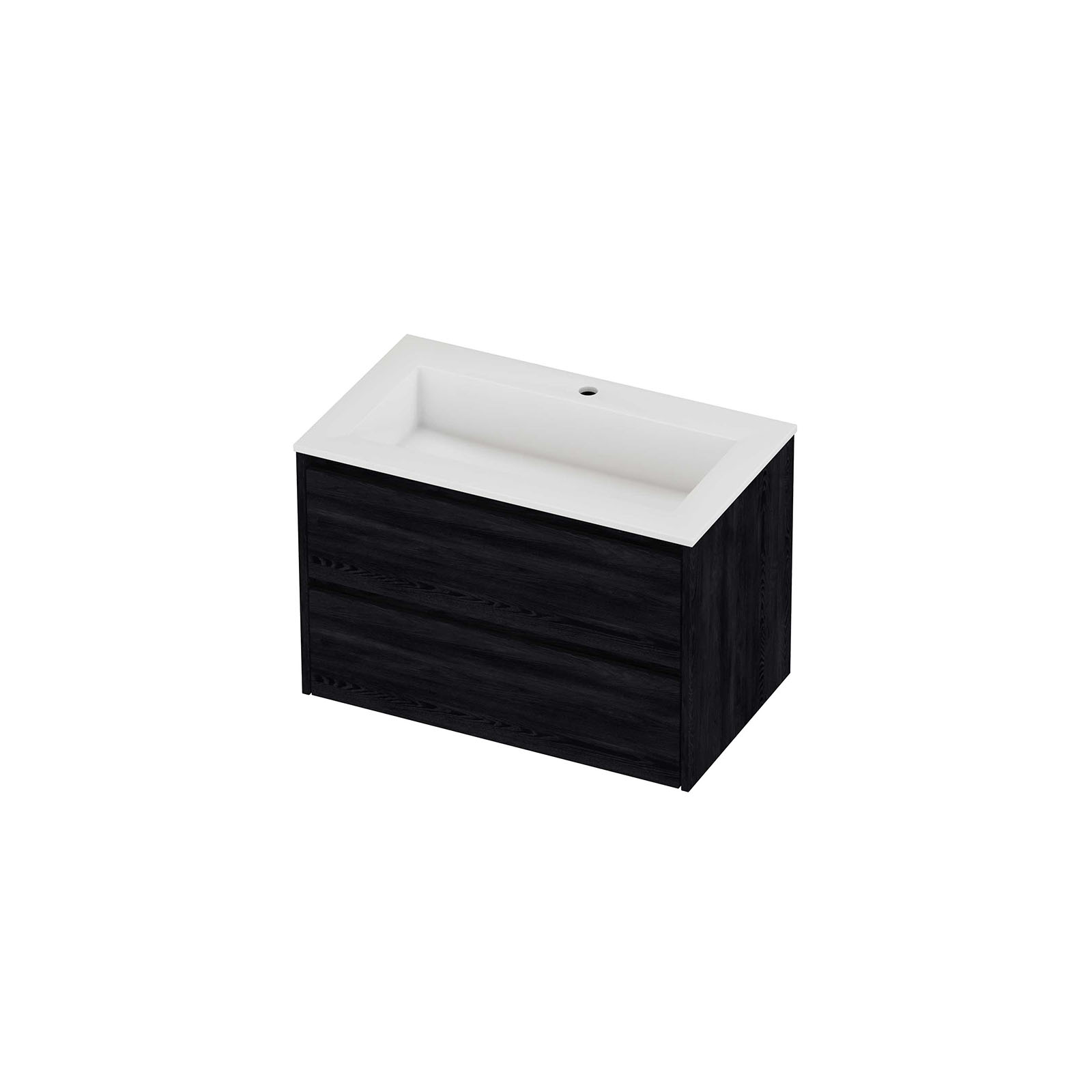Proline Set polystone Elegant wast. met 1 krgt. en onderkast sym. AGWB801BO Black oak/Glans wit 800x460x540