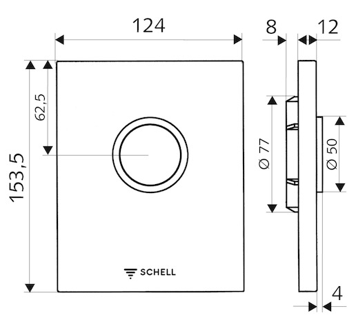 Schell Urinoir Compact II bedieningspaneel 028000699, Chroom