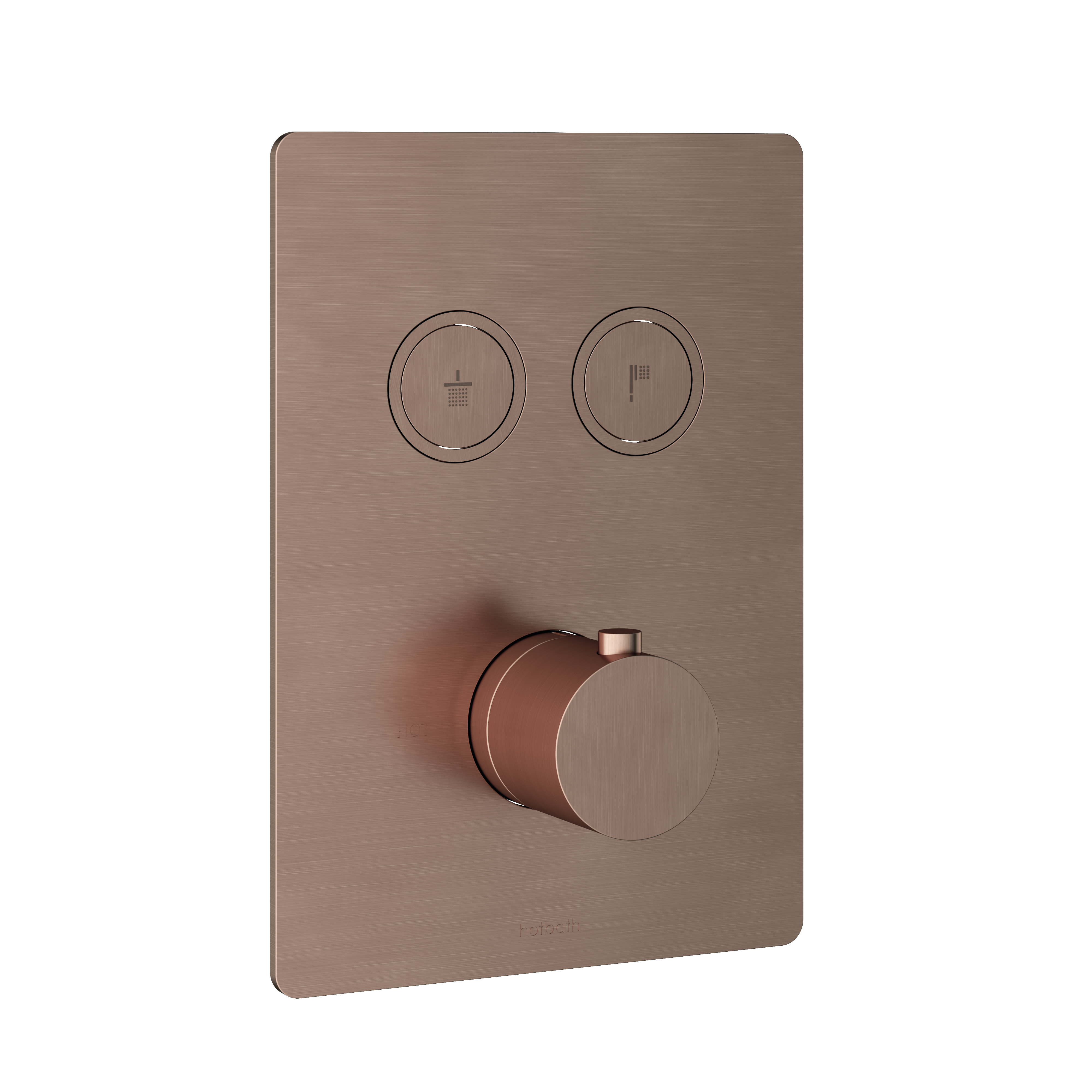 Hotbath Cobber afbouwdeel inbouwthermostaat met 2 pushbuttons PB009QEXTBCP Geborsteld Koper PVD