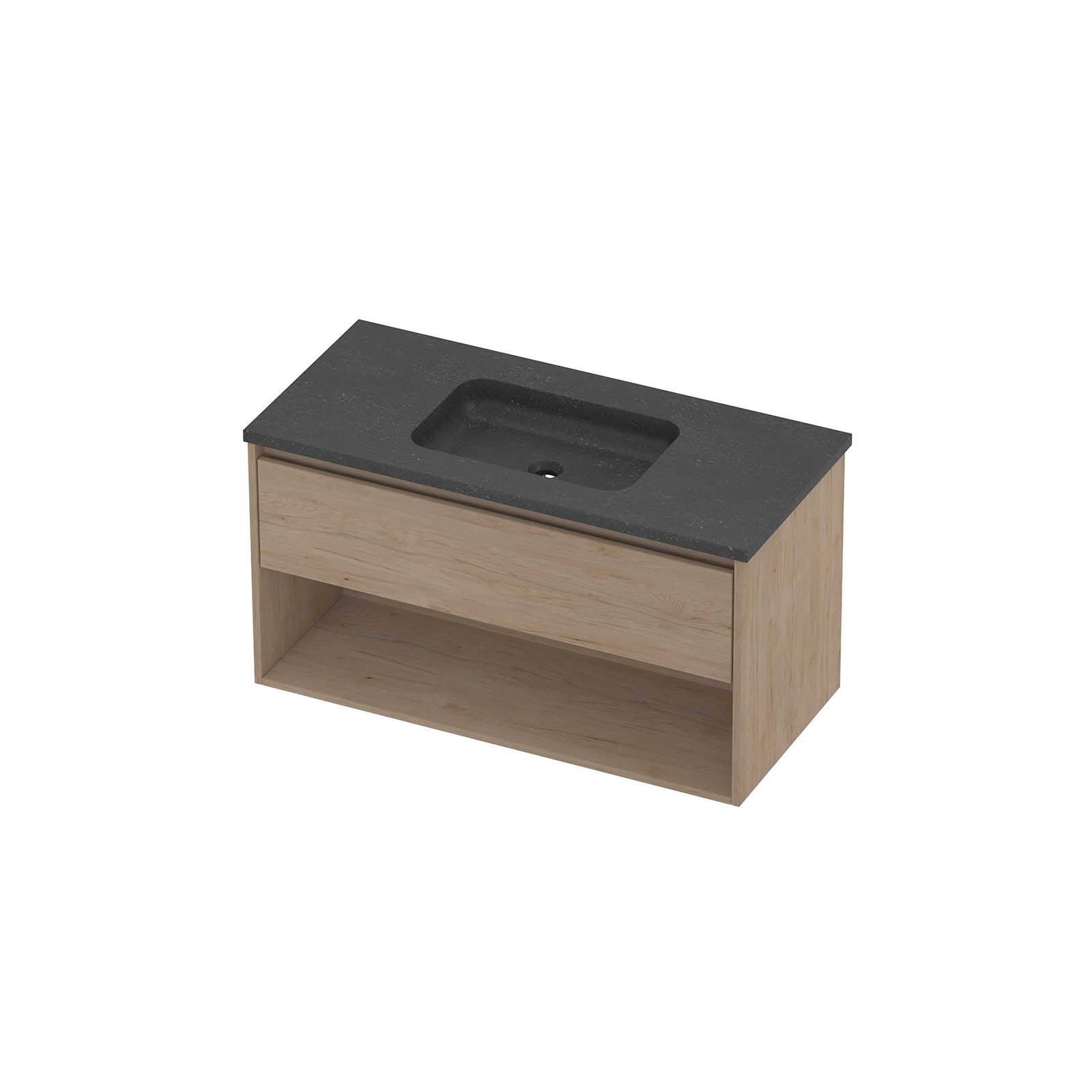 Proline set hardsteen Elegant wast. z. krgt. en onderk. met schap RBSA100M0IO Ideal oak/Blue stone H545xB1000xD460