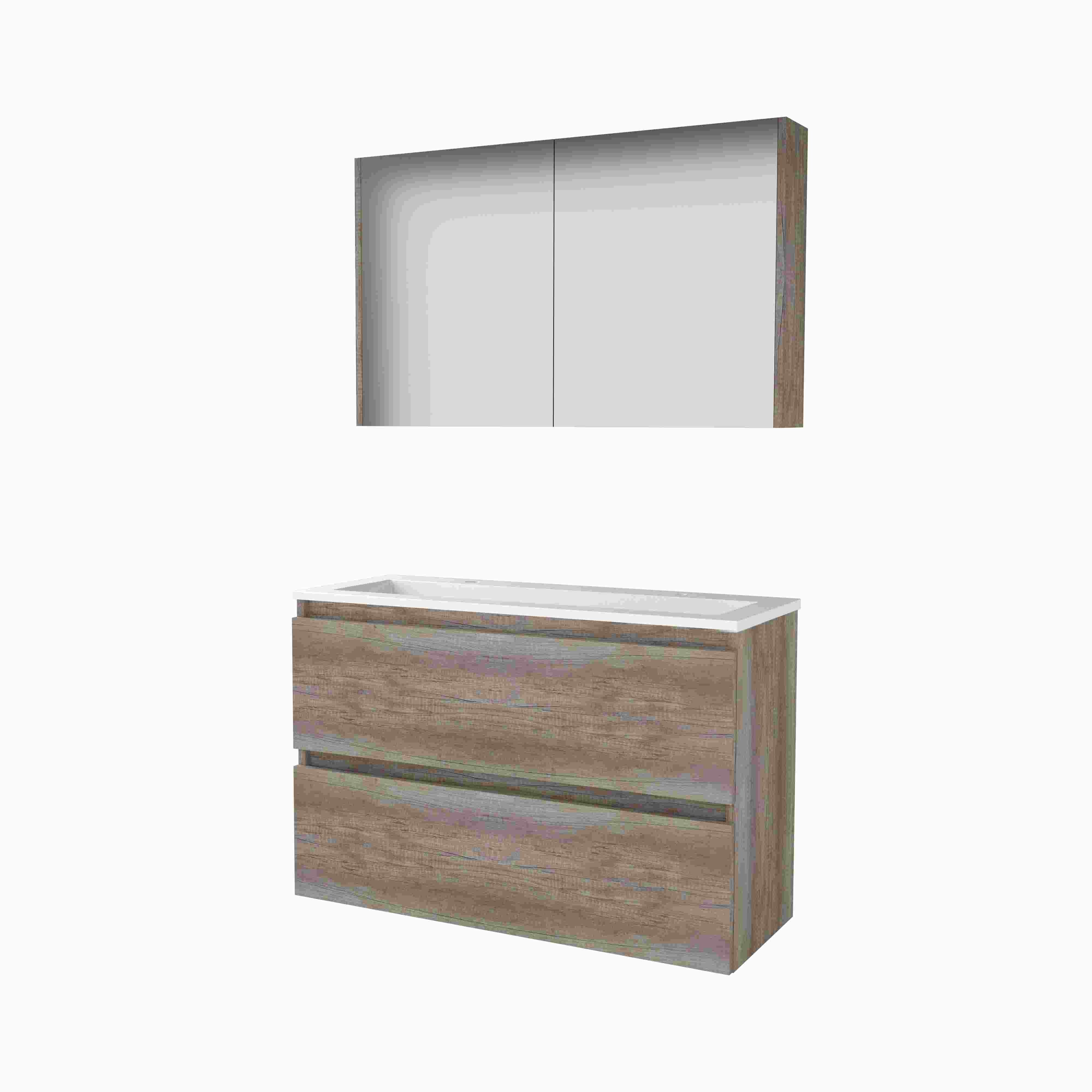 Basic Comfort 39 set 100x39cm greepl. 2 la Acryl wast. 2 krgt incl. kast C39GL100A2SO Scotch Oak