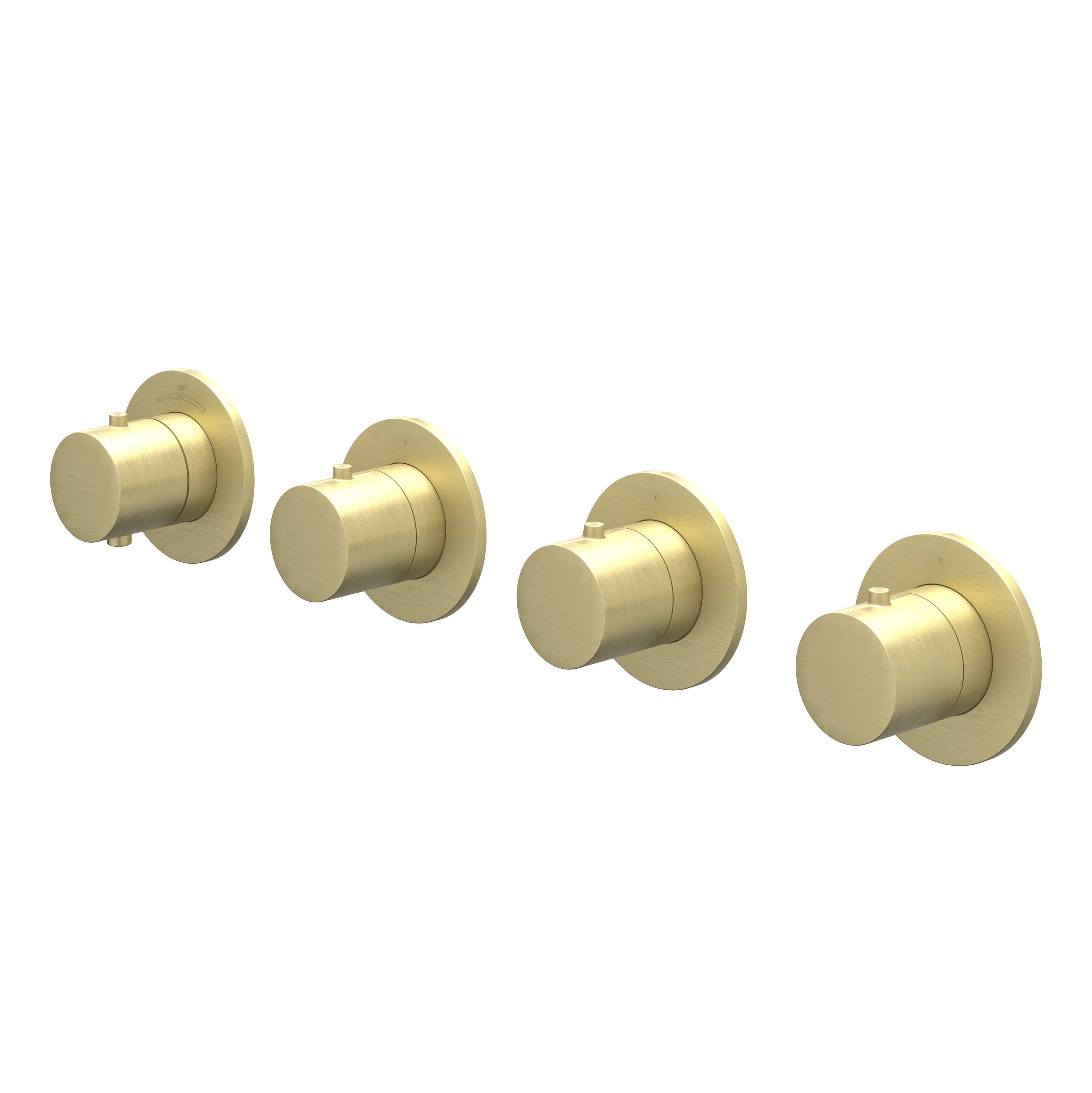 IVY Bond Afbouw inbouwtherm. m/3 stopkranen symmetry m/ronde rozetten 6202374 gebr. mat goud PVD