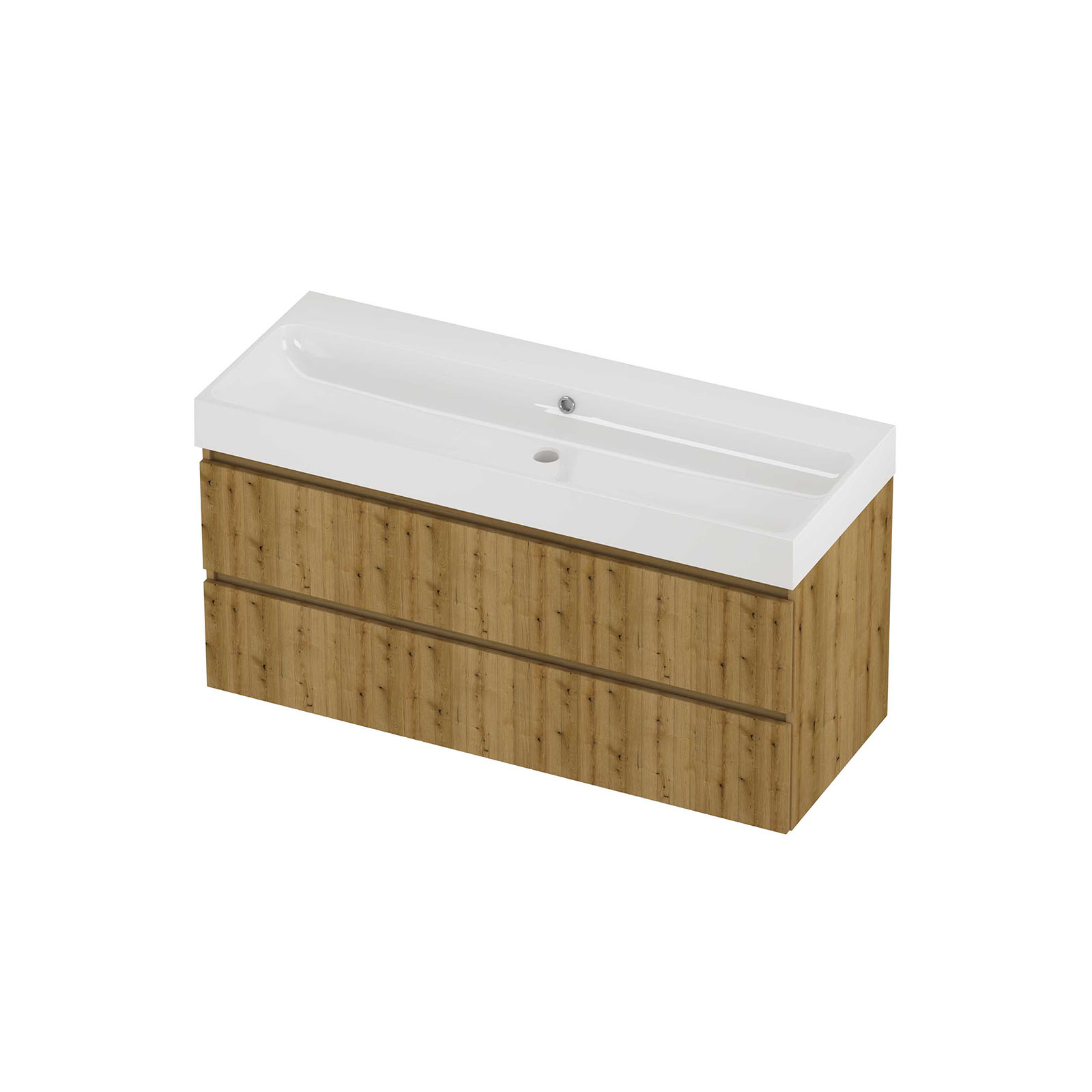 Proline Set polystone Loft wast. z. krgt. en onderkast sym. gefr. PGWD1200UO Urban oak/Glans wit 1200x460x620