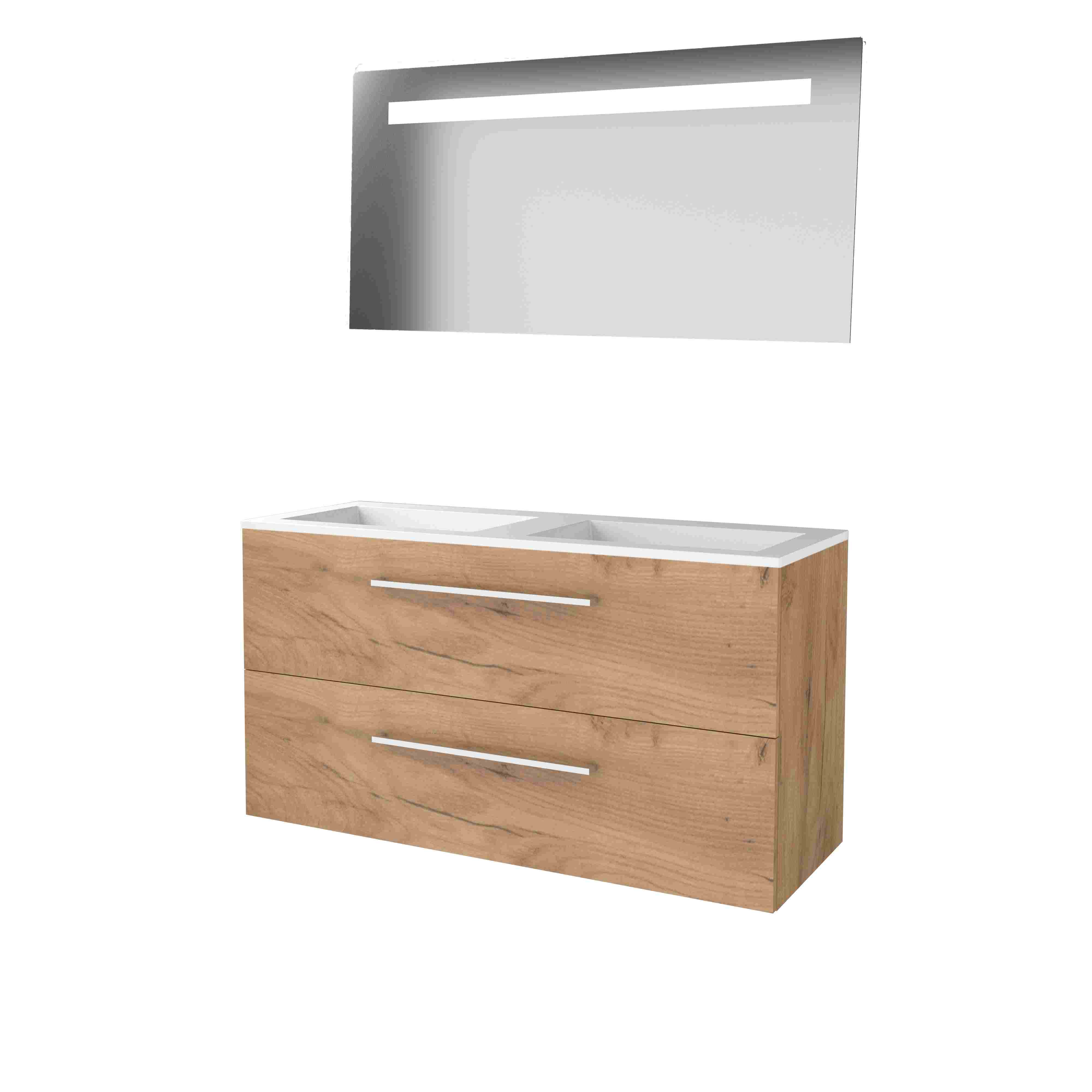 Basic Economic 46 set 120x46cm met gr. 4 la Acryl wast. 0 krgt. incl. spiegel m. verl. E46GR120A0WO Whisky Oak