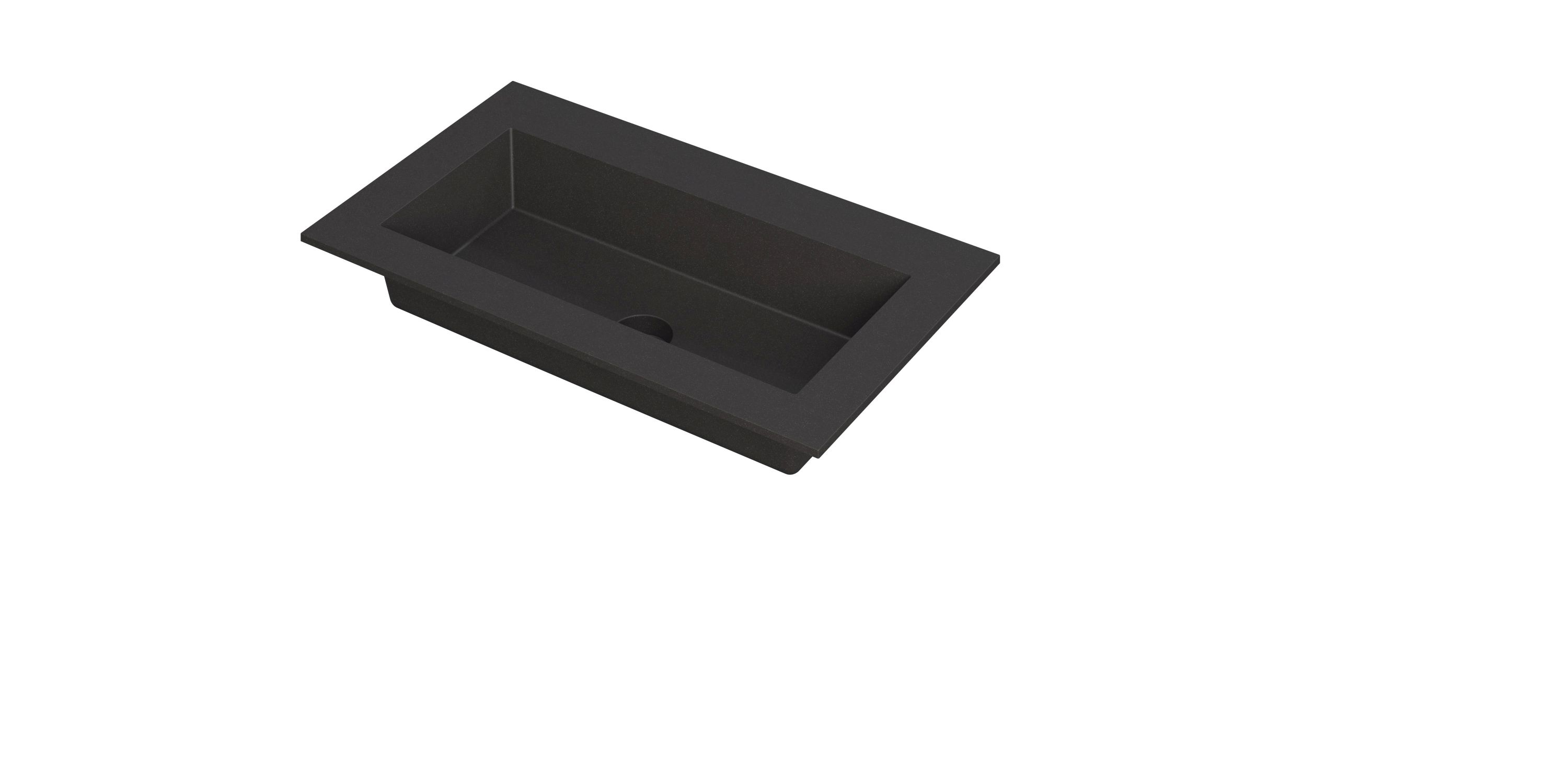 INK Kraft wastafel enkele bak z. krgt 3417313 Quartz zwart H10xB800xD450