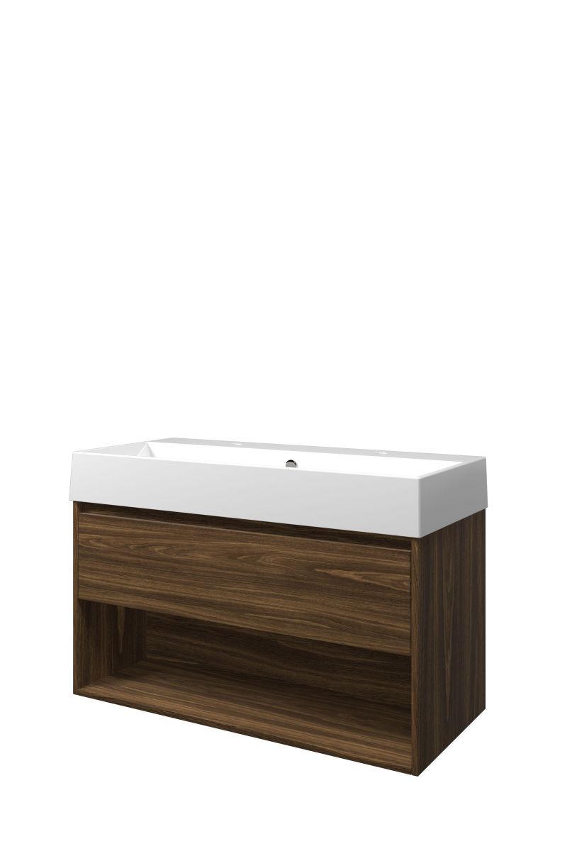 Proline set porselein Loft wast. met 2 krgt. en onderk. met schap 1815363 Cabana oak/Glans wit H620xB1000xD460