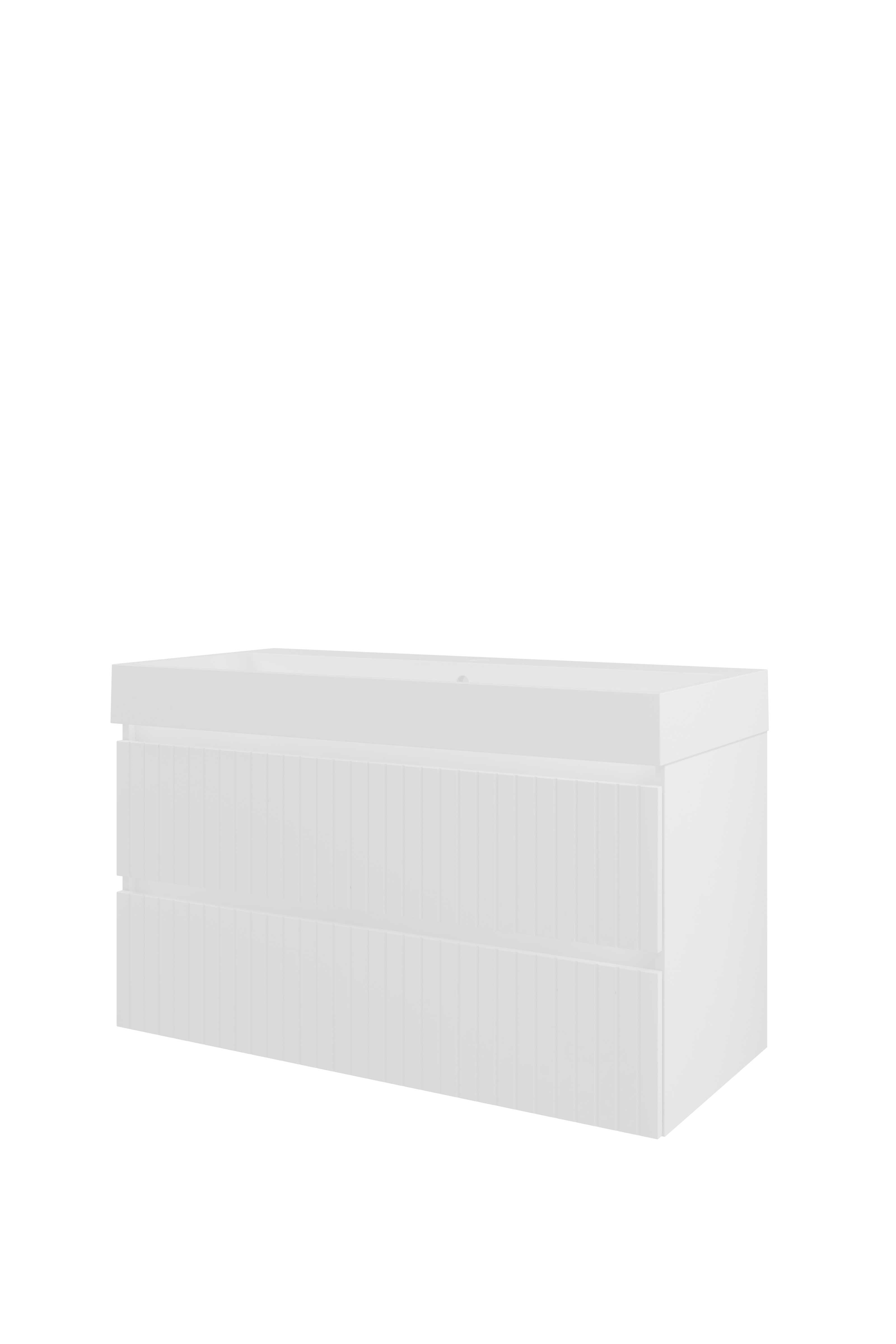 Proline Set polystone Loft wast. met 1 krgt. en onderkast sym. gefr. PMWD1001MW Mat wit/ Mat wit 1000x460x620