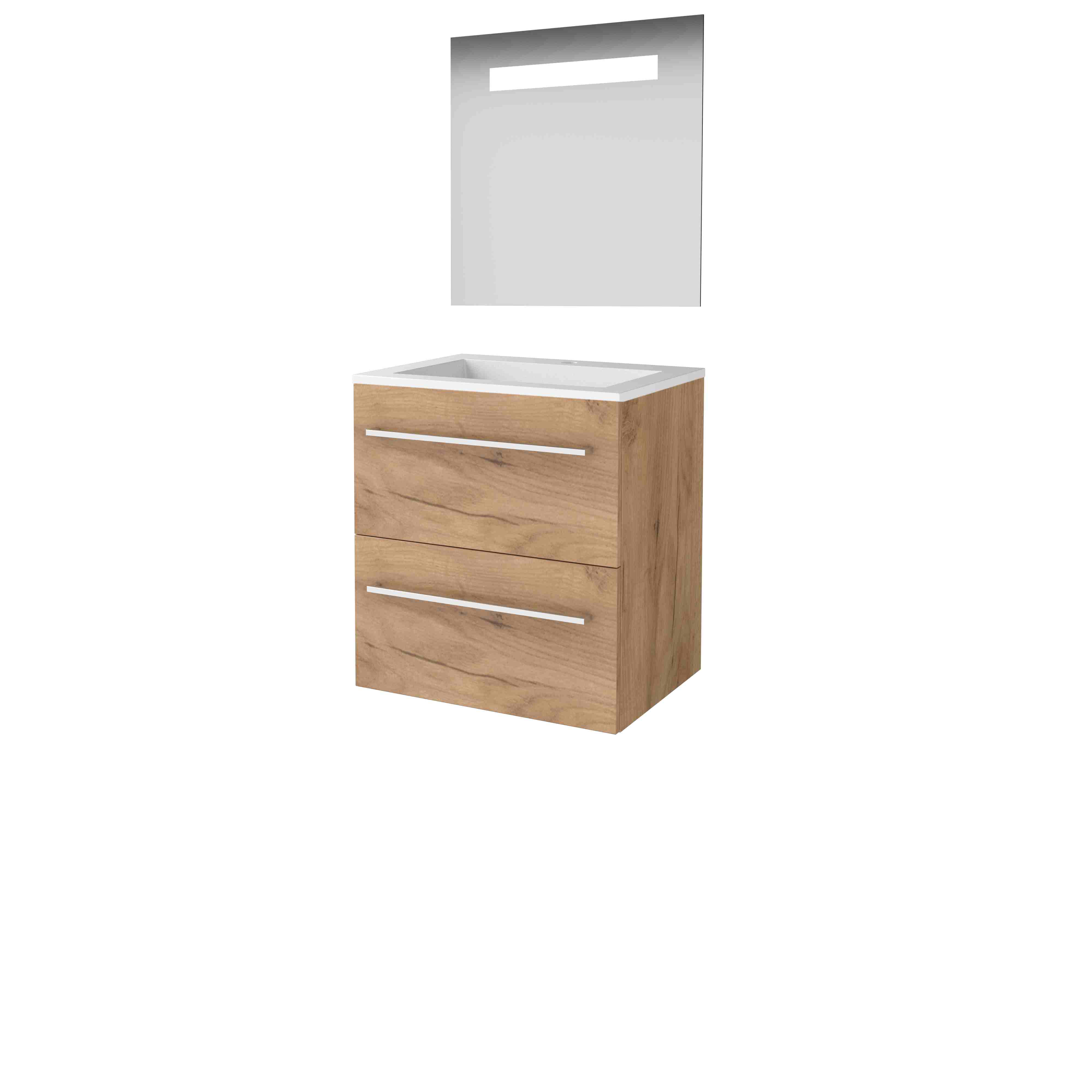 Basic Economic 46 set 60x46cm met gr. 2 la Acryl wast. 1 krgt. incl. spiegel m. verl. E46GR60A1WO Whisky Oak