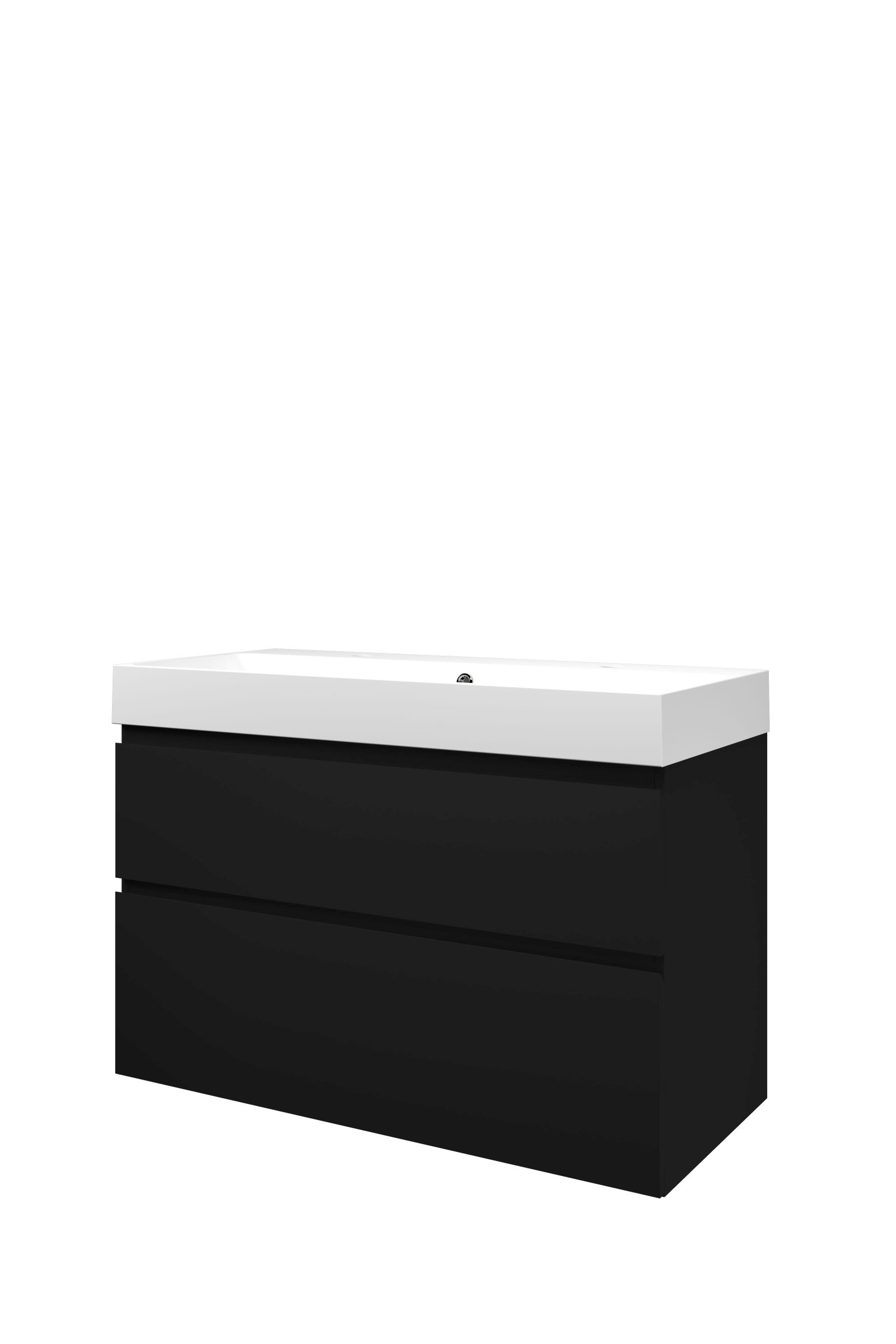 Proline set polystone Loft wast. met 2 krgt. en onderk. a-sym. 1817136 Mat zwart/Mat wit H700xB1000xD460